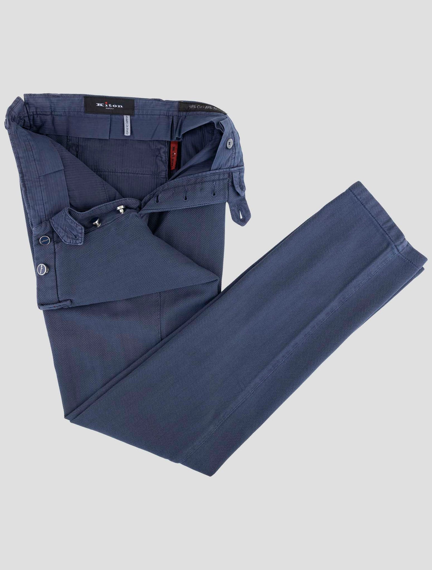 Kiton Blue Cotton Silk Pants