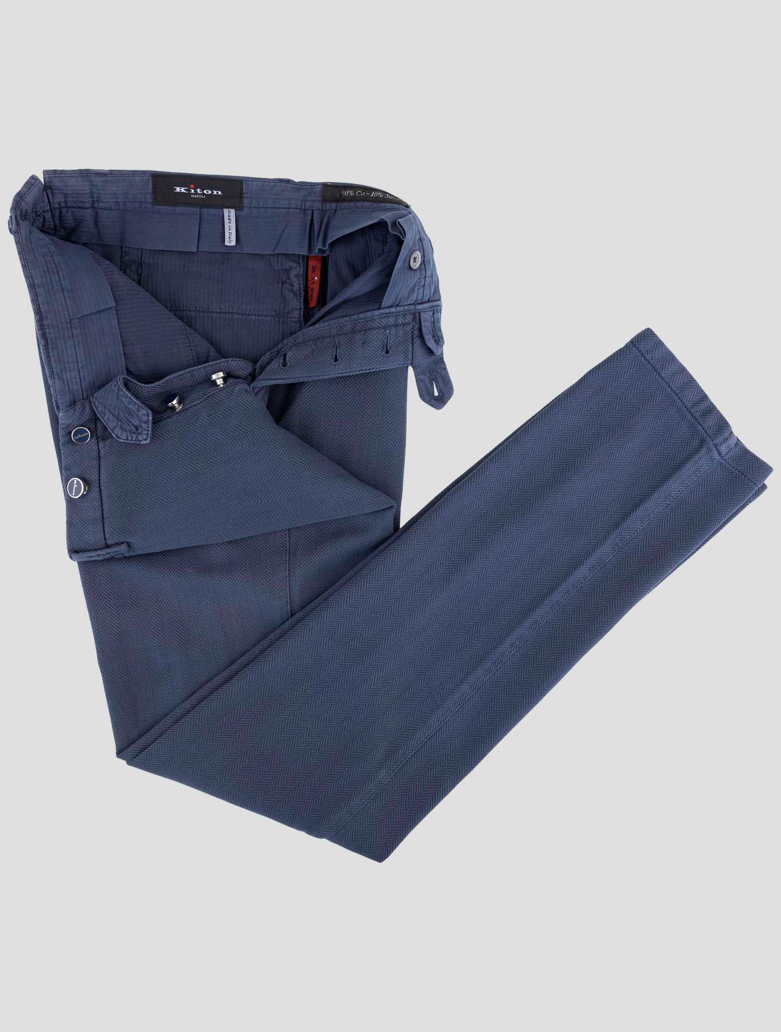 Kiton Blue Cotton Silk Pants