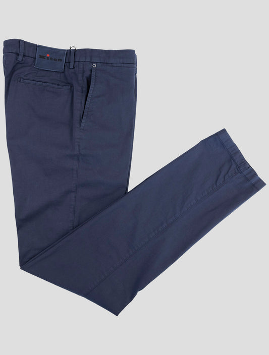 Kiton Blue Cotton Silk Ea Pants