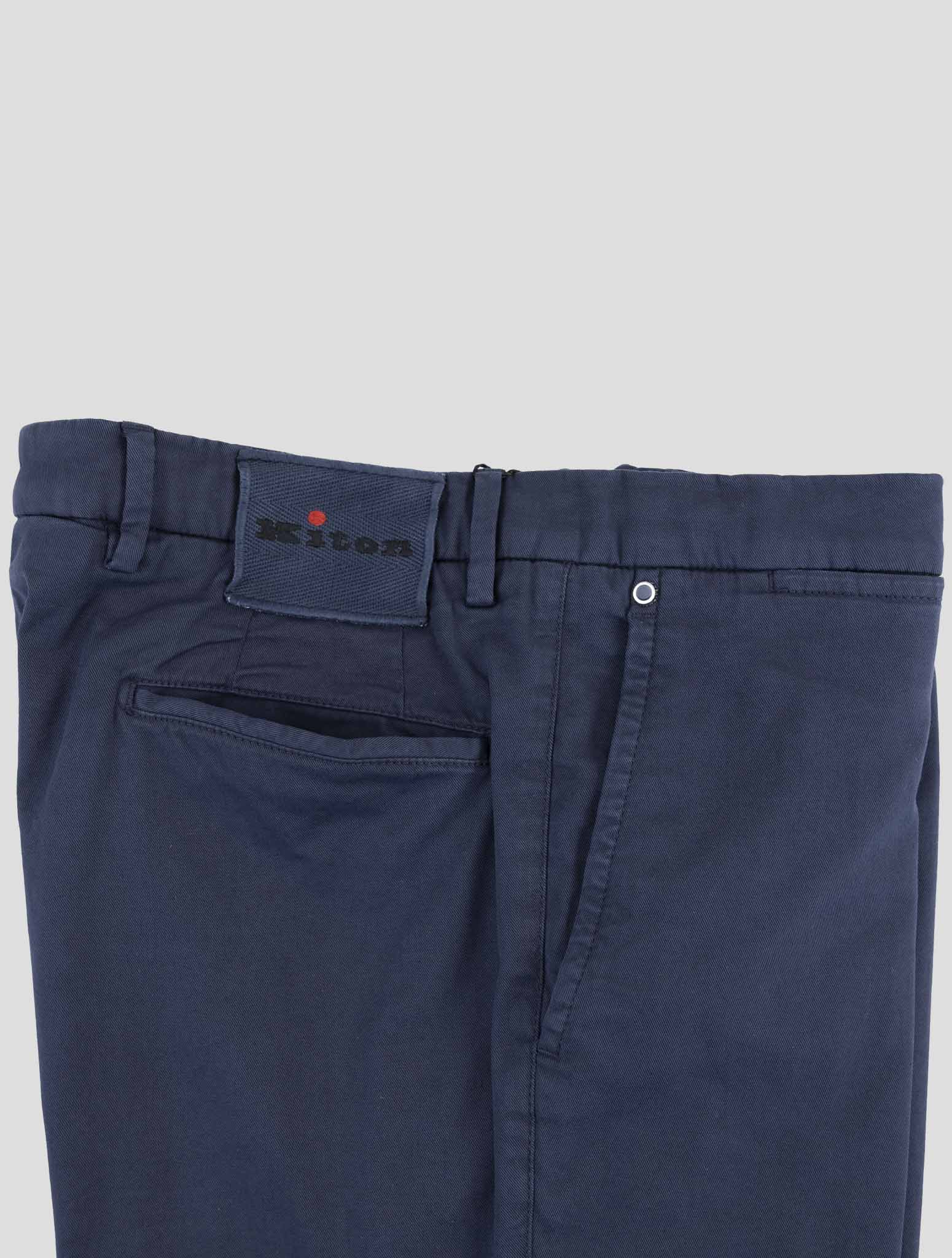 Kiton Blue Cotton Silk Ea Pants