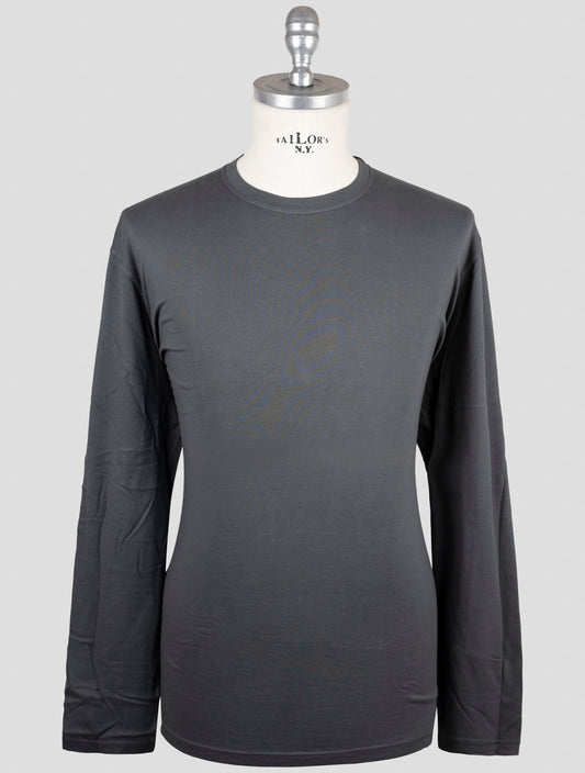 Kiton Gray Cotton Cashmere T-Shirt Long Sleeve
