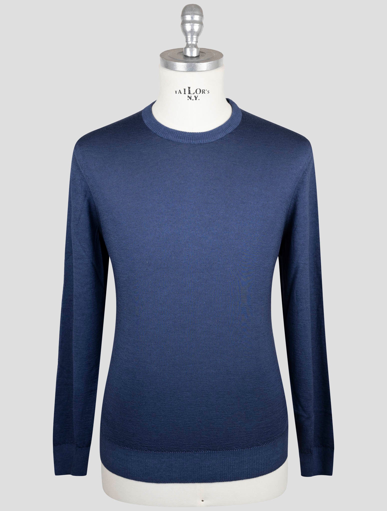 Kiton Blue Cashmere Silk Sweater Crewneck