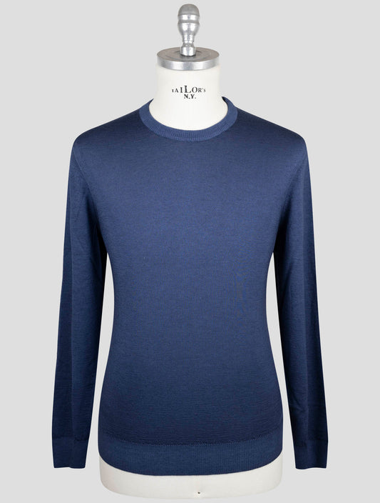 Kiton Blue Cashmere Silk Sweater Crewneck
