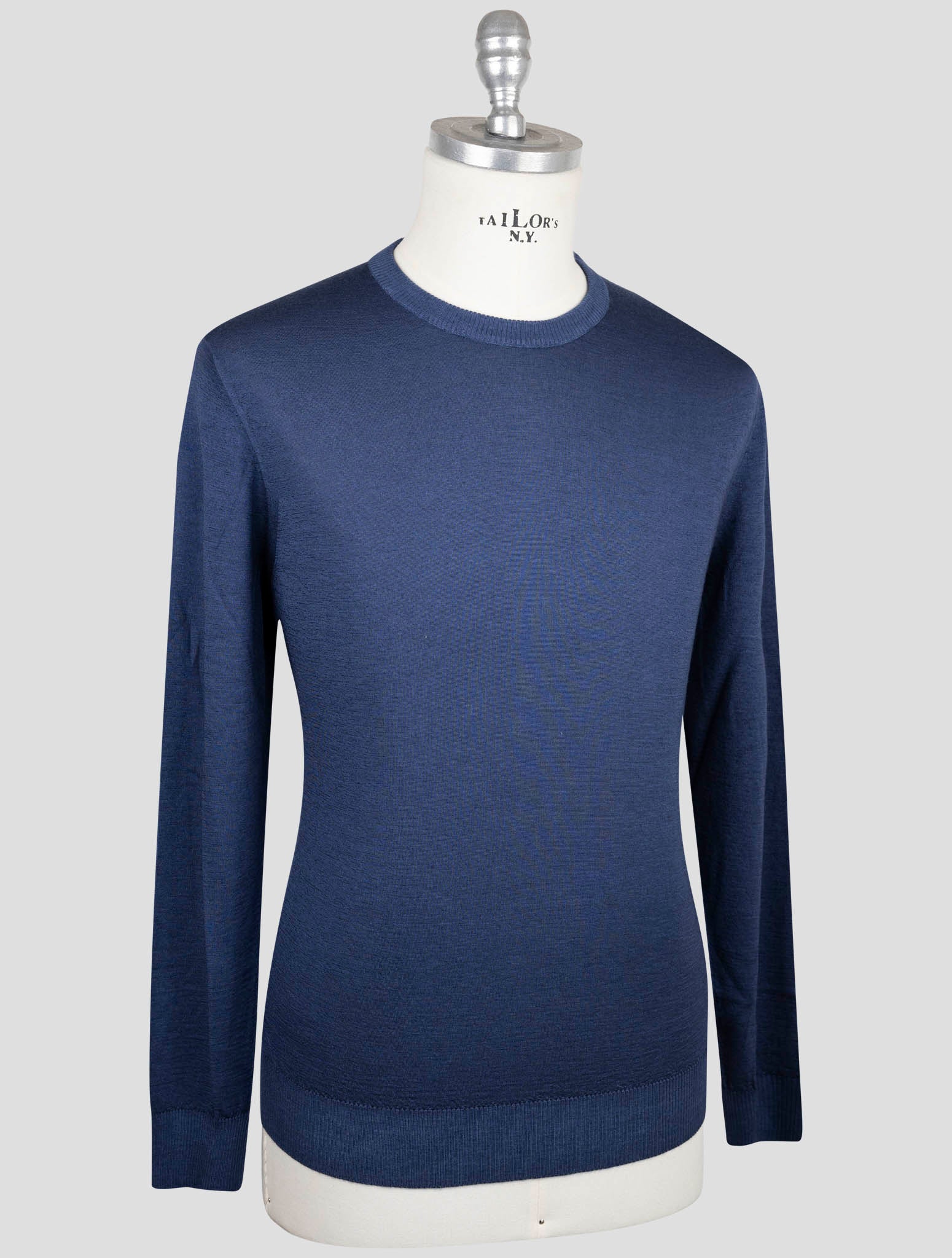 Kiton Blue Cashmere Silk Sweater Crewneck