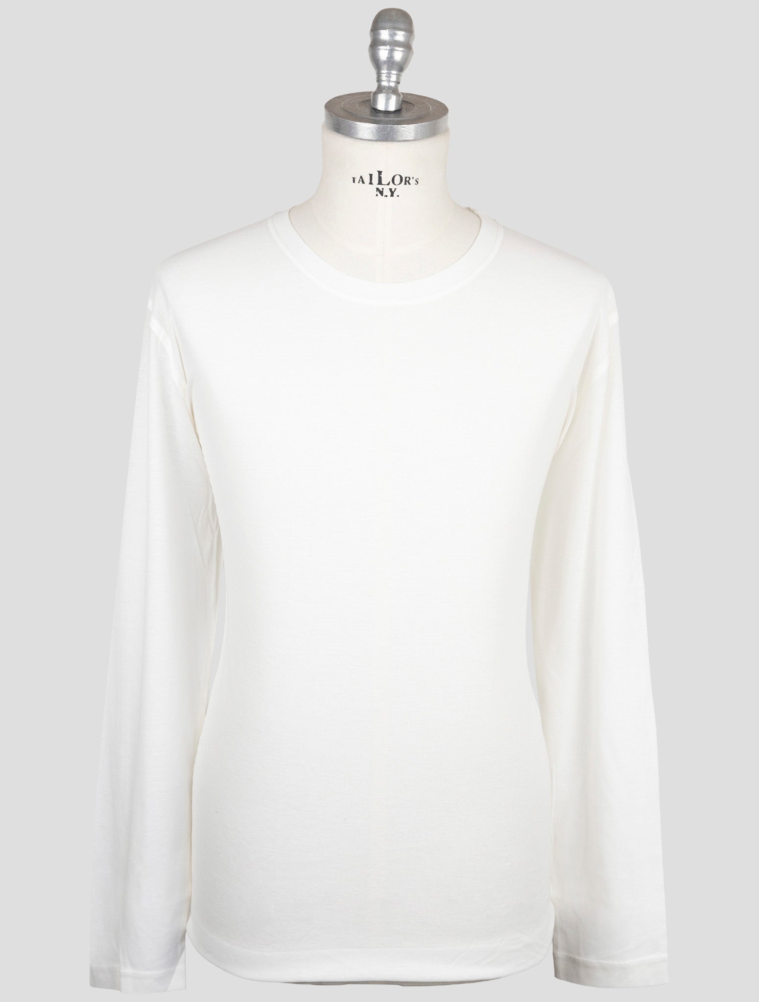 Kiton White Cotton Sweater Crewneck