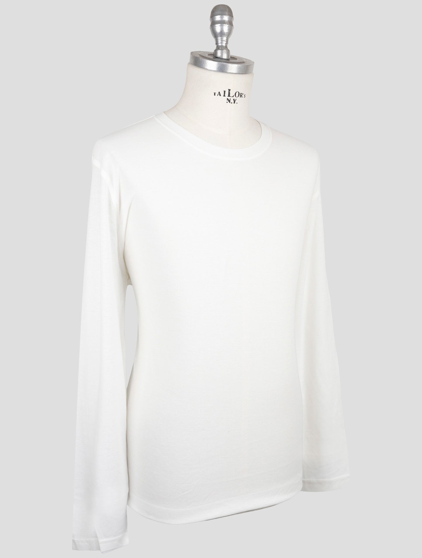 Kiton White Cotton Sweater Crewneck