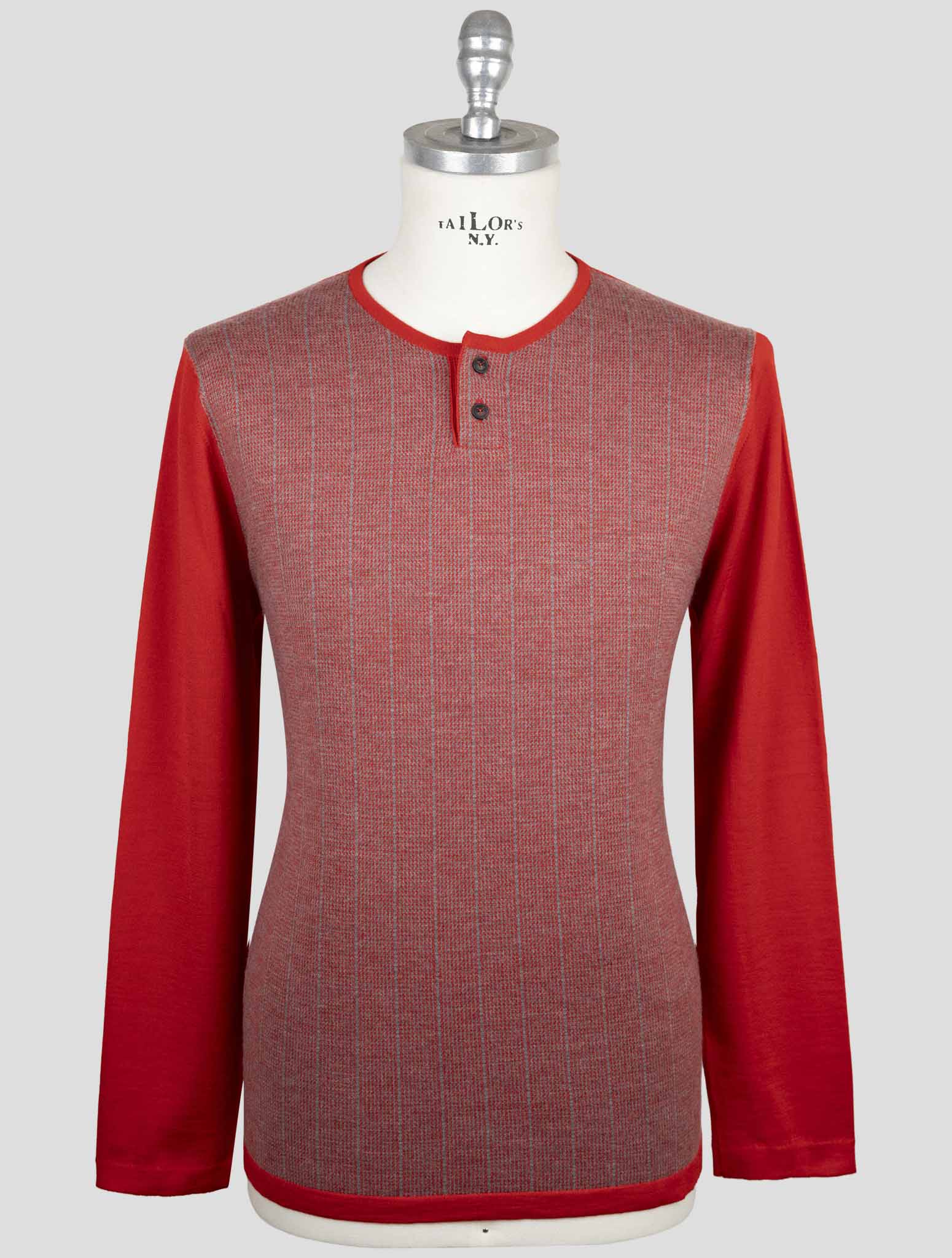 Kiton Red Cashmere Silk Sweater Crewneck
