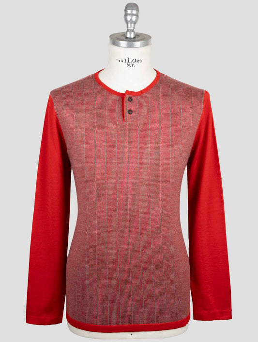 Kiton Red Cashmere Silk Sweater Crewneck