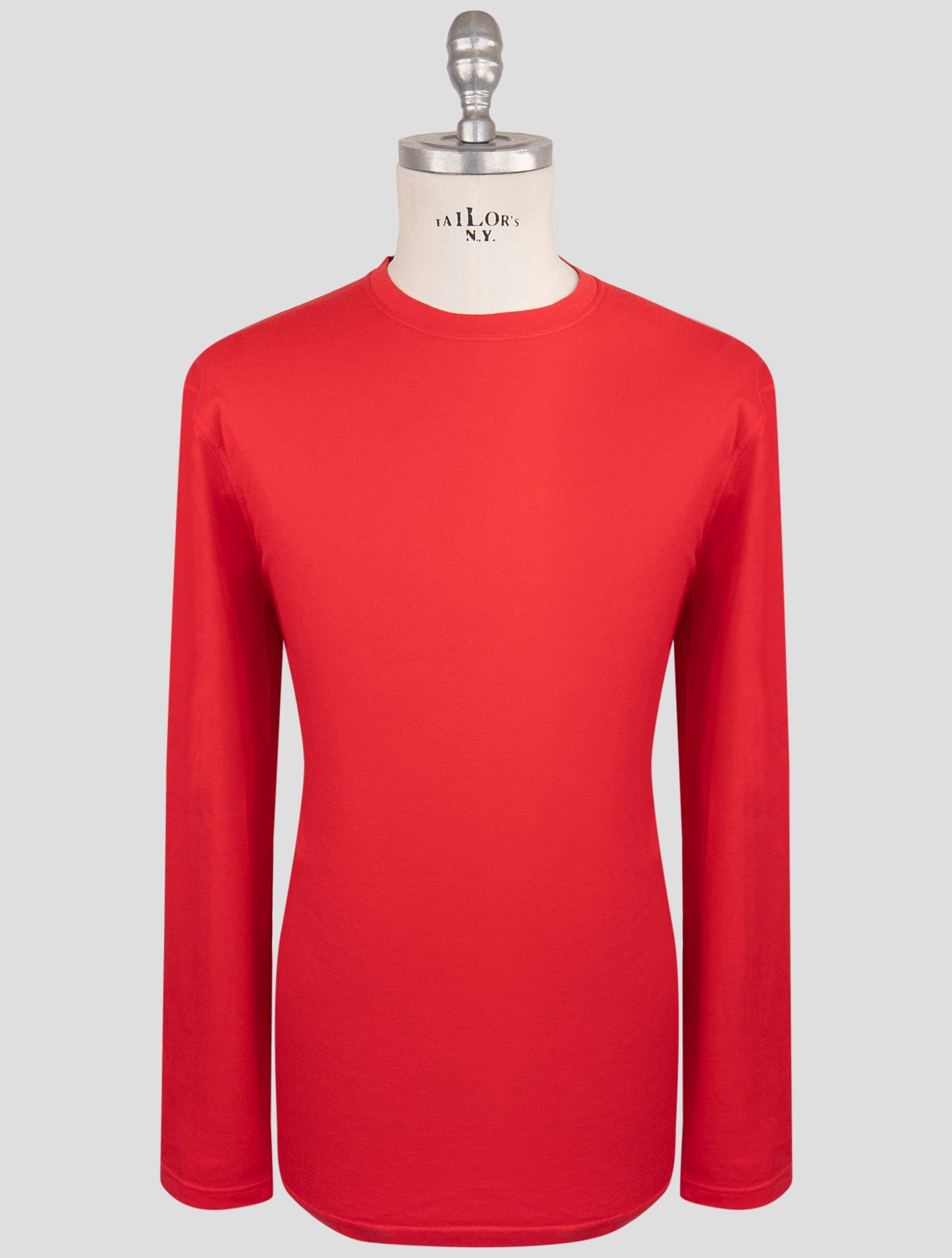 Kiton Red Cotton Cashmere Sweater Crewneck