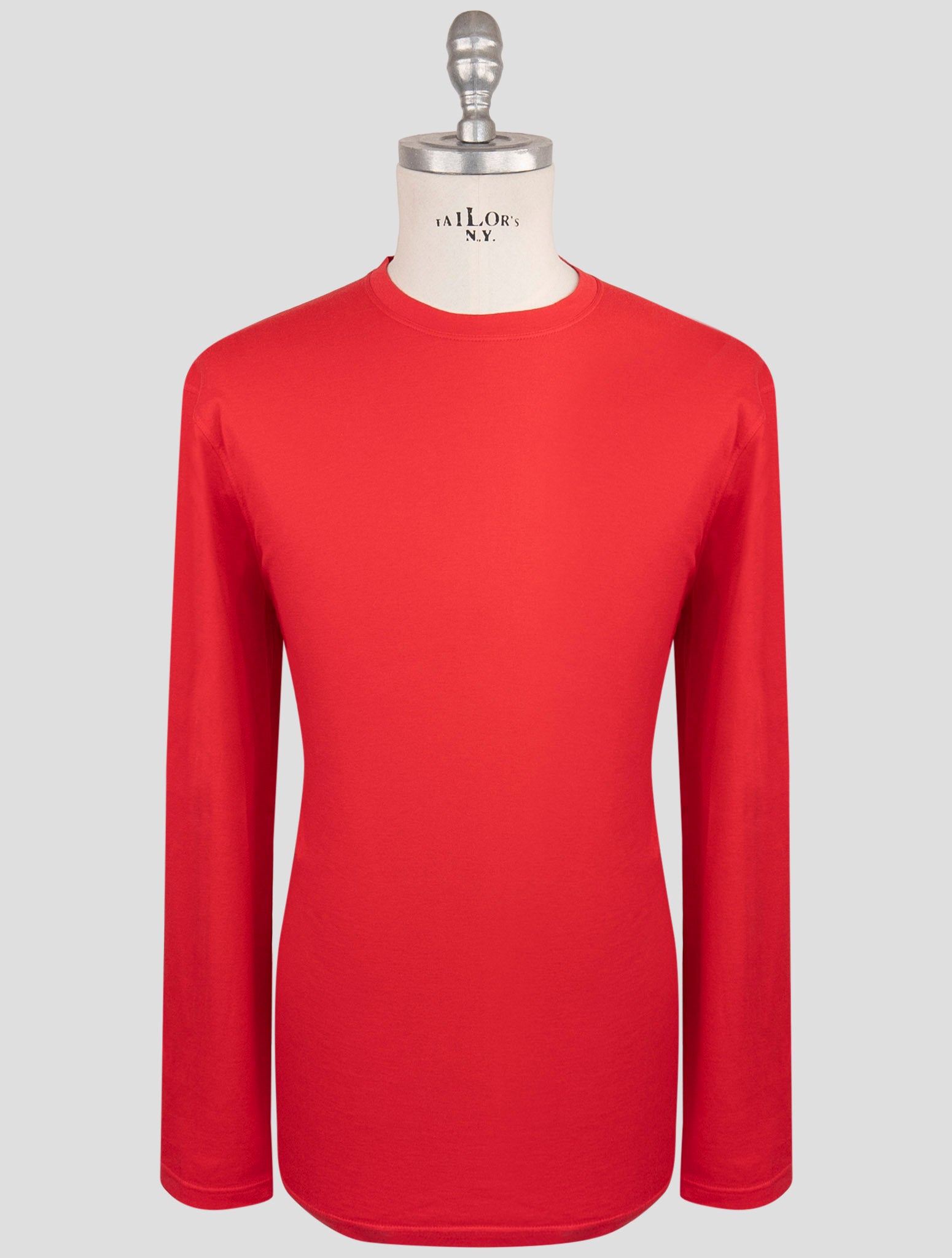 Kiton Red Cotton Cashmere Sweater Crewneck