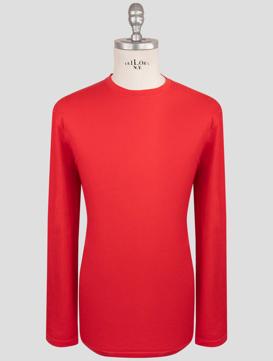 Kiton Red Cotton Cashmere Sweater Crewneck
