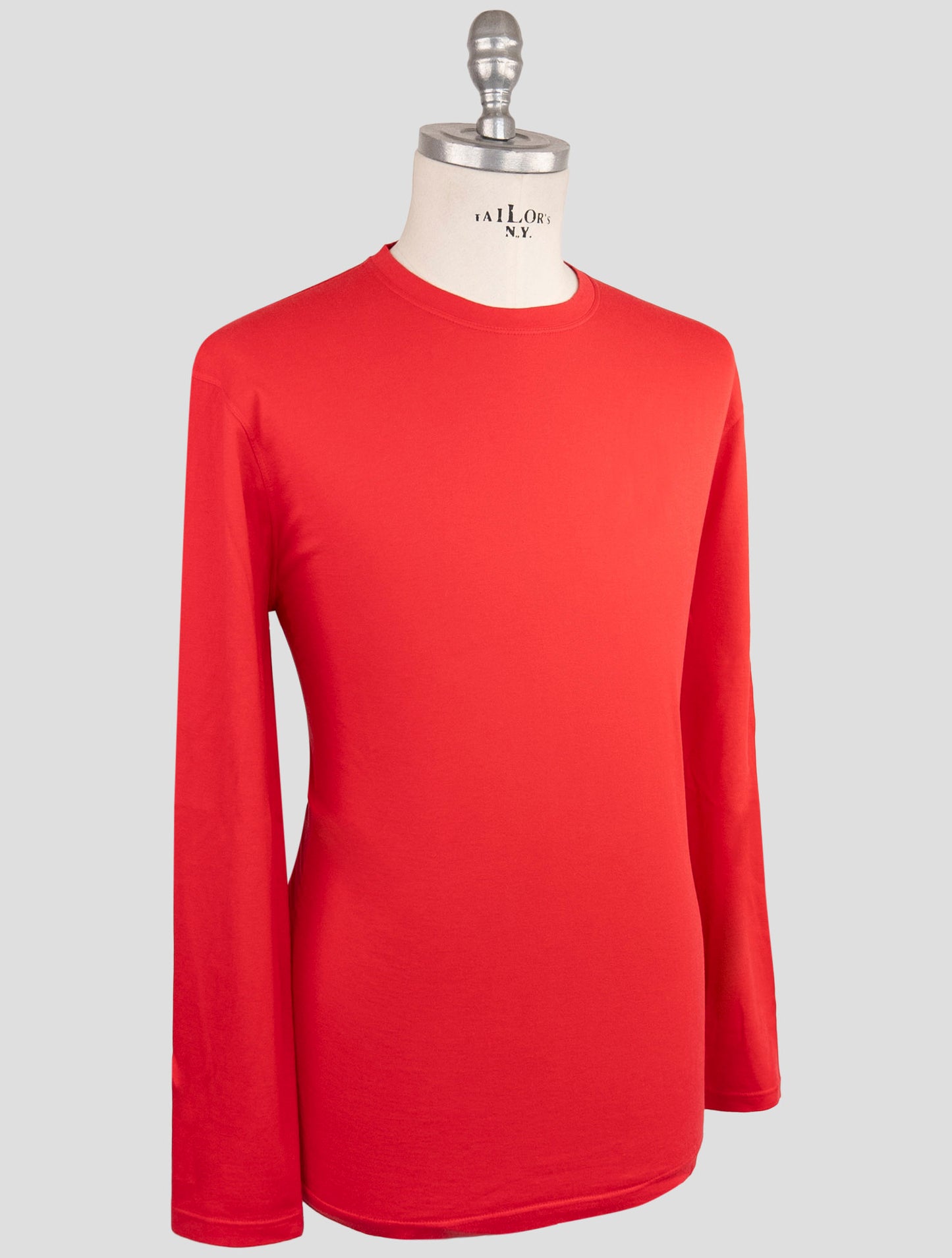 Kiton Red Cotton Cashmere Sweater Crewneck