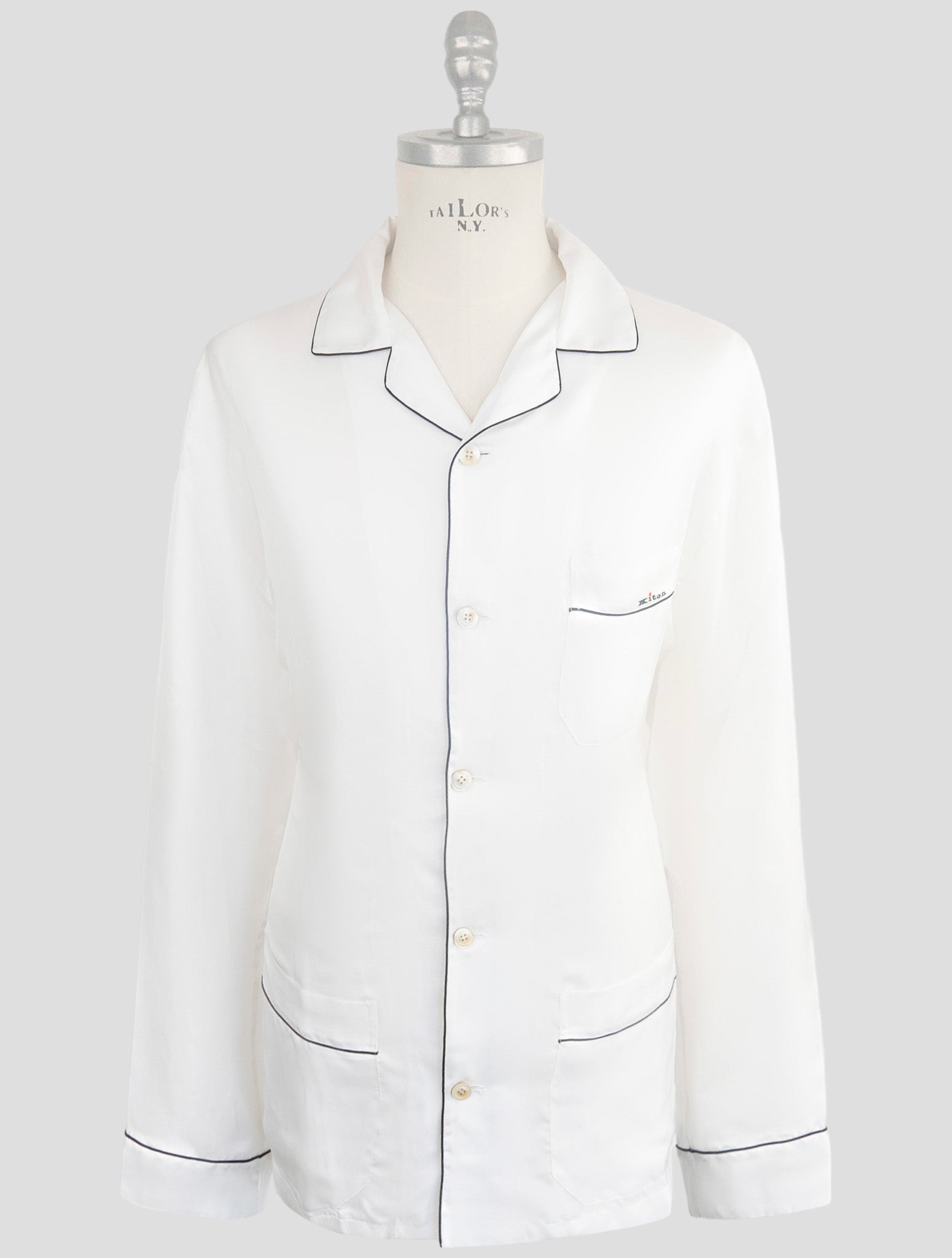 Kiton White Silk Pajamas Shirt