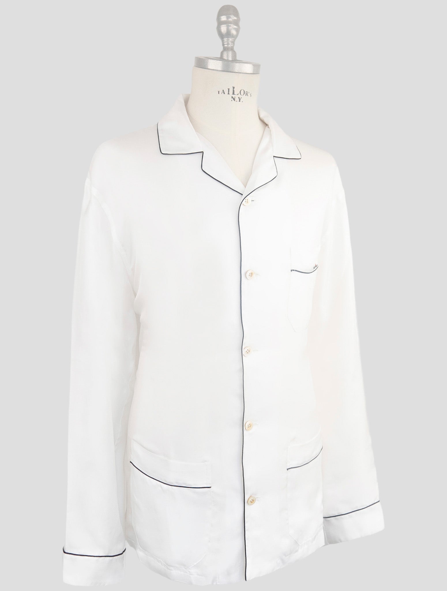 Kiton White Silk Pajamas Shirt