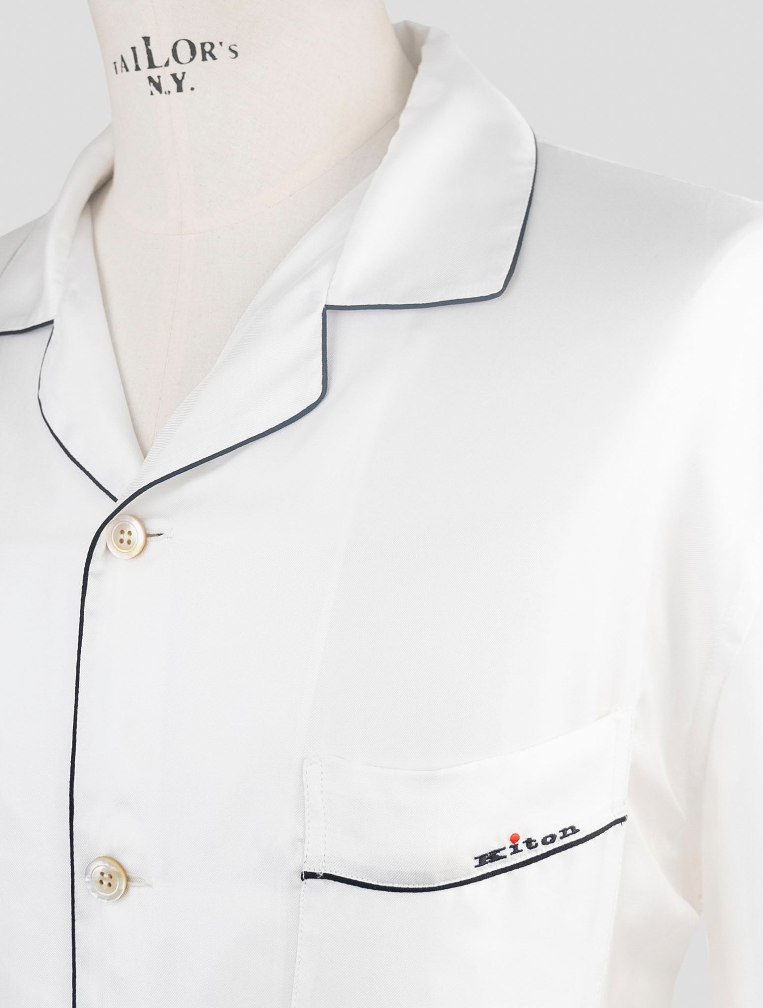 Kiton White Silk Pajamas Shirt