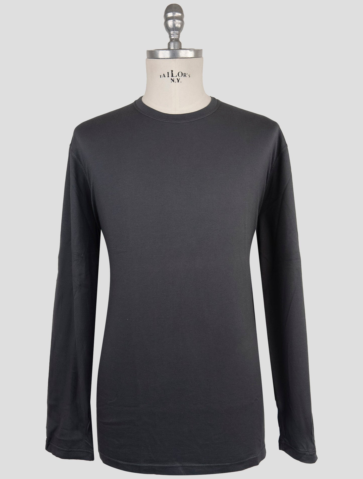 Kiton Gray Cotton Cashmere Sweater Crewneck