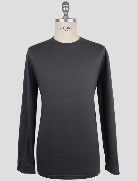 Kiton Gray Cotton Cashmere Sweater Crewneck