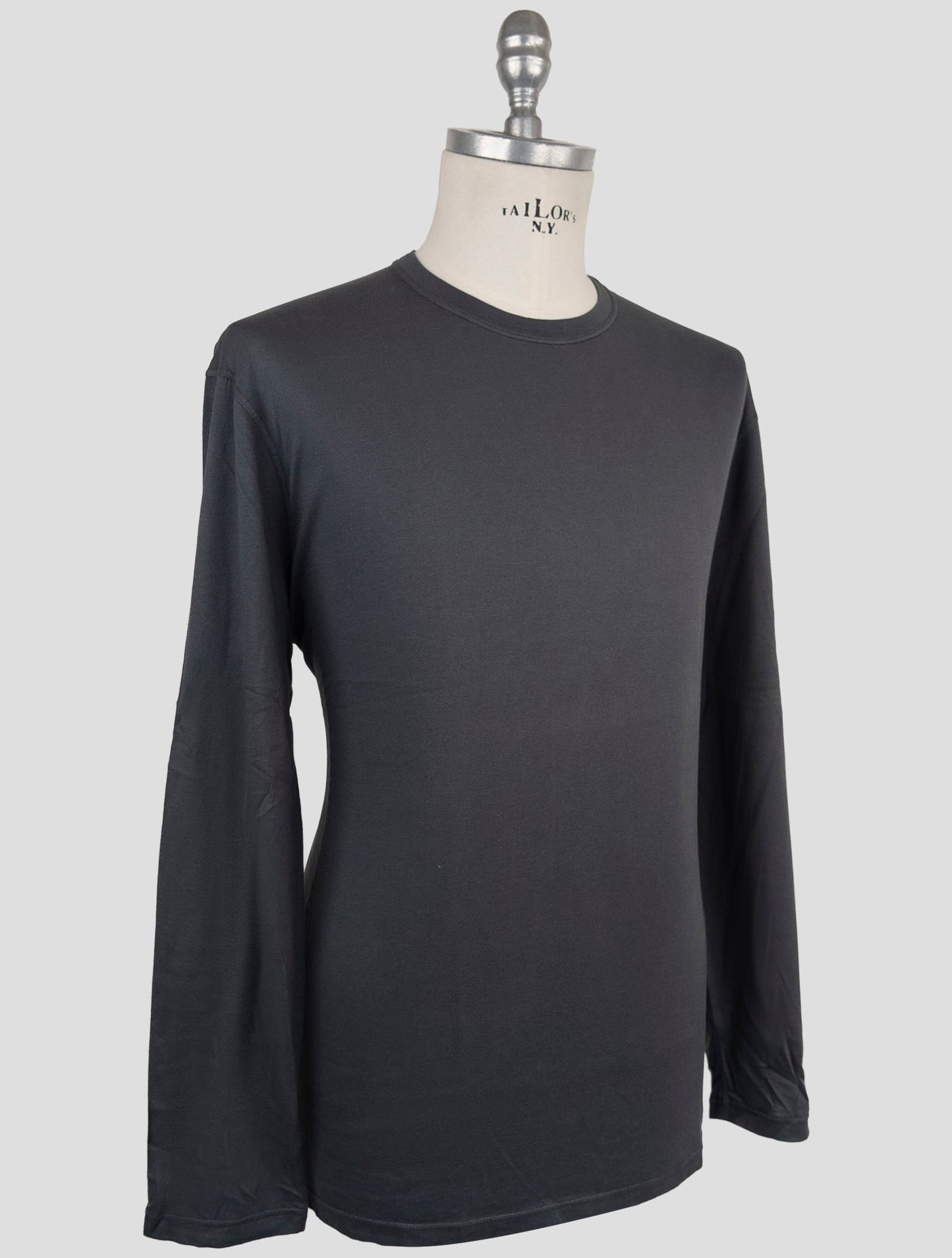 Kiton Gray Cotton Cashmere Sweater Crewneck