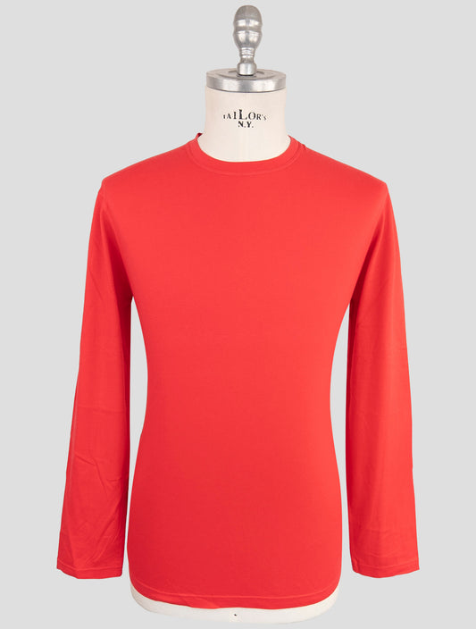 Kiton Red Cotton Cashmere Sweater Crewneck