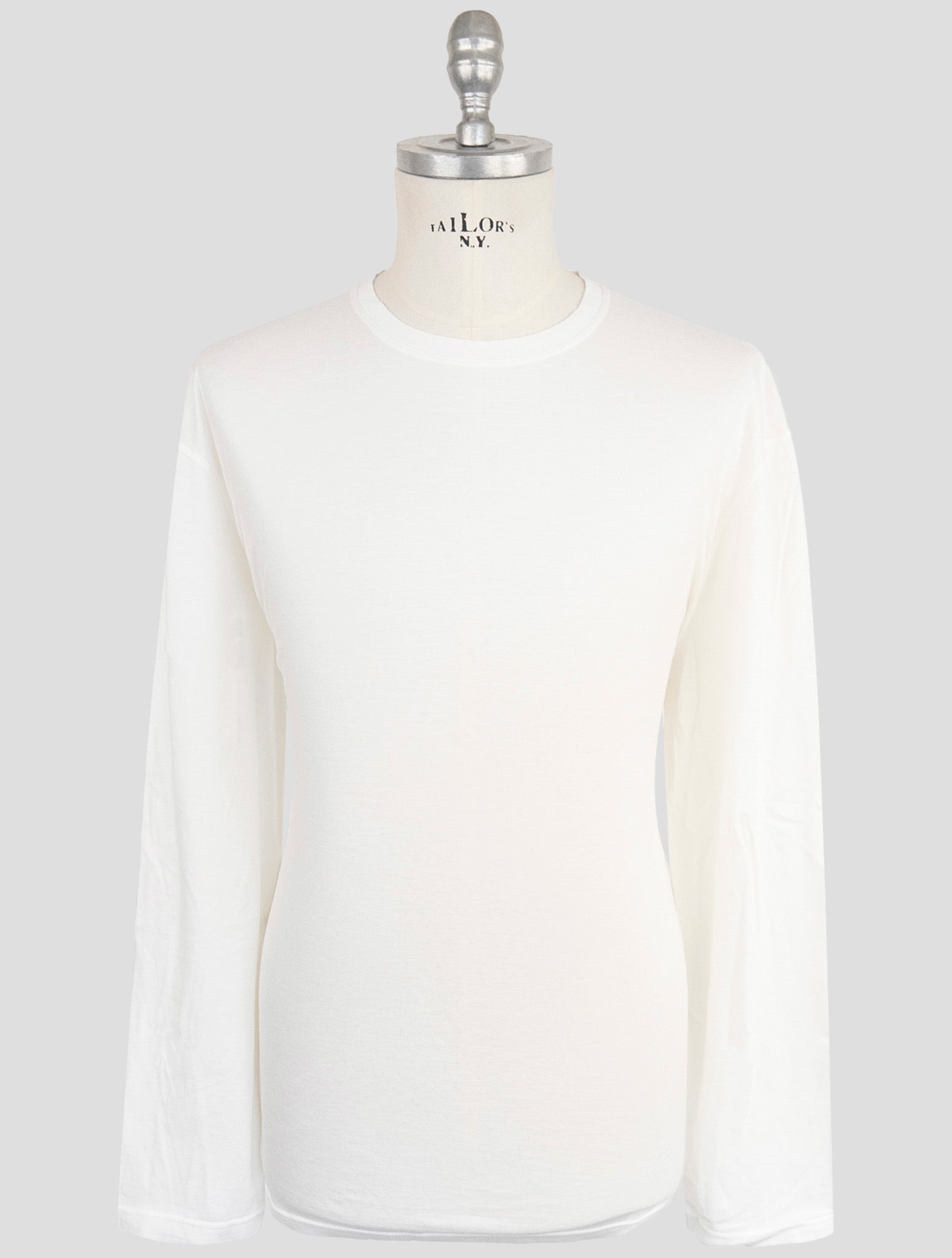 Kiton White Cotton Cashmere Sweater Crewneck