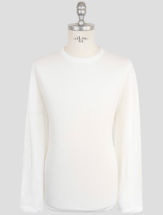Kiton White Cotton Cashmere Sweater Crewneck
