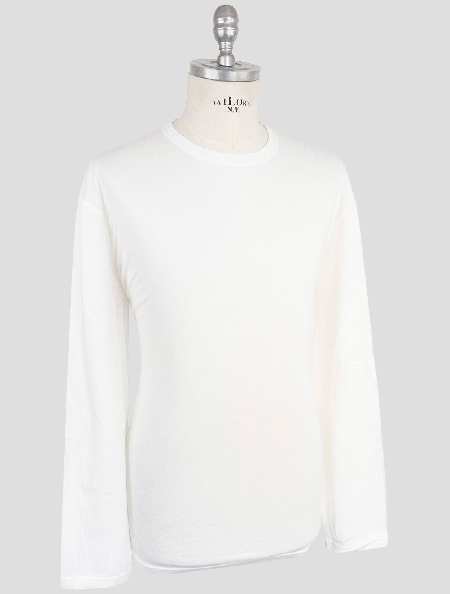 Kiton White Cotton Cashmere Sweater Crewneck