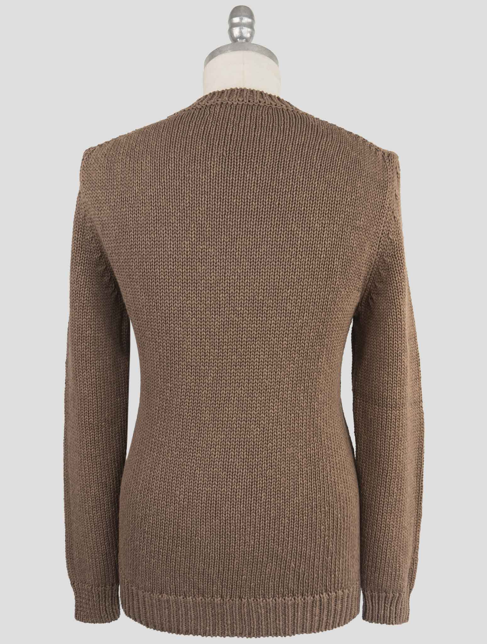 Kiton Brown Cotton Linen Sweater Crewneck