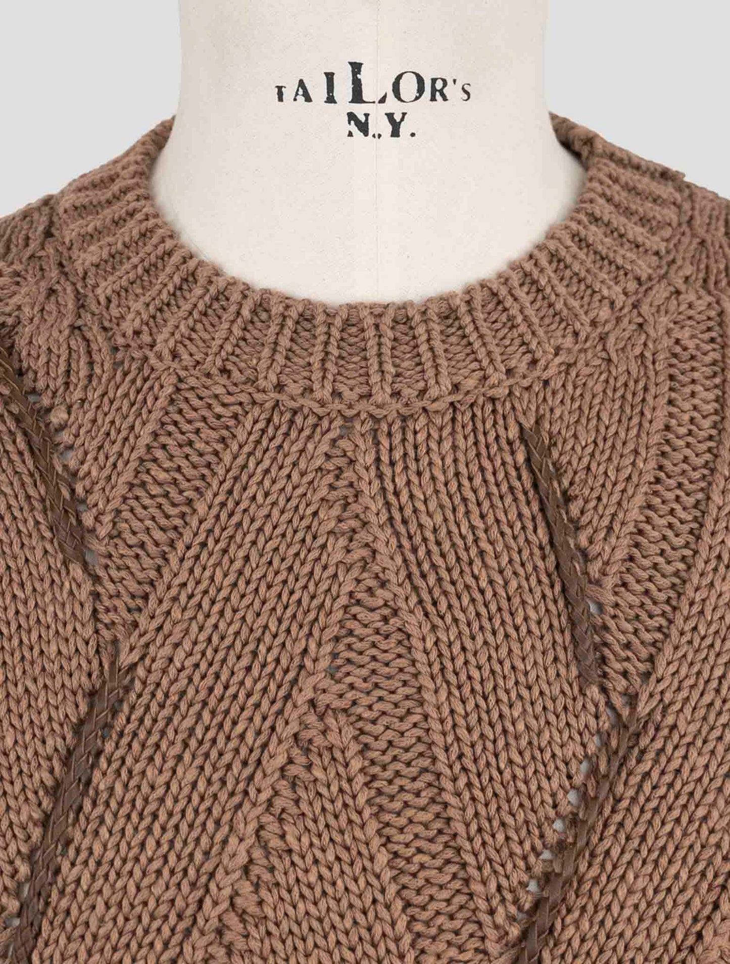Kiton Brown Cotton Linen Sweater Crewneck