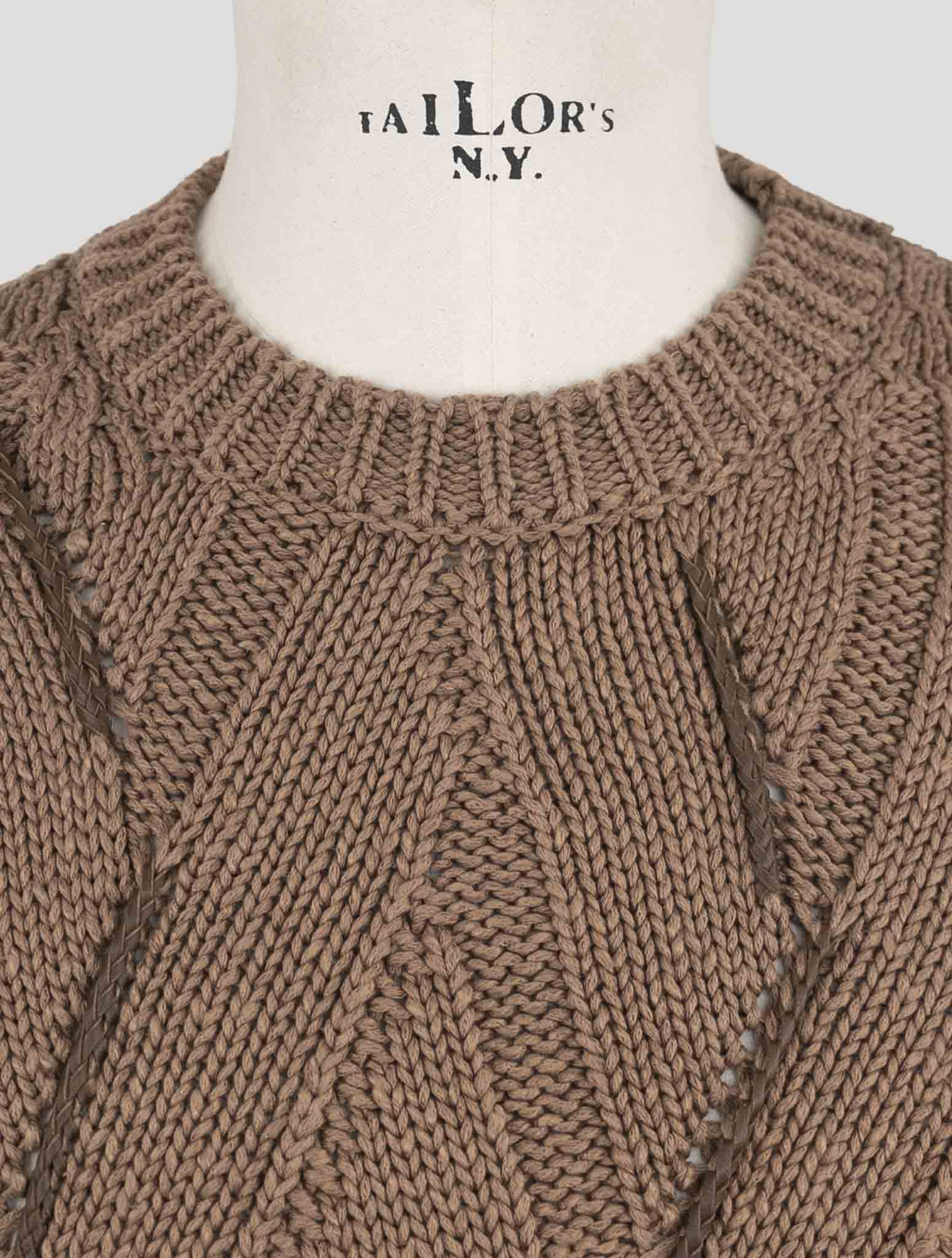 Kiton Brown Cotton Linen Sweater Crewneck