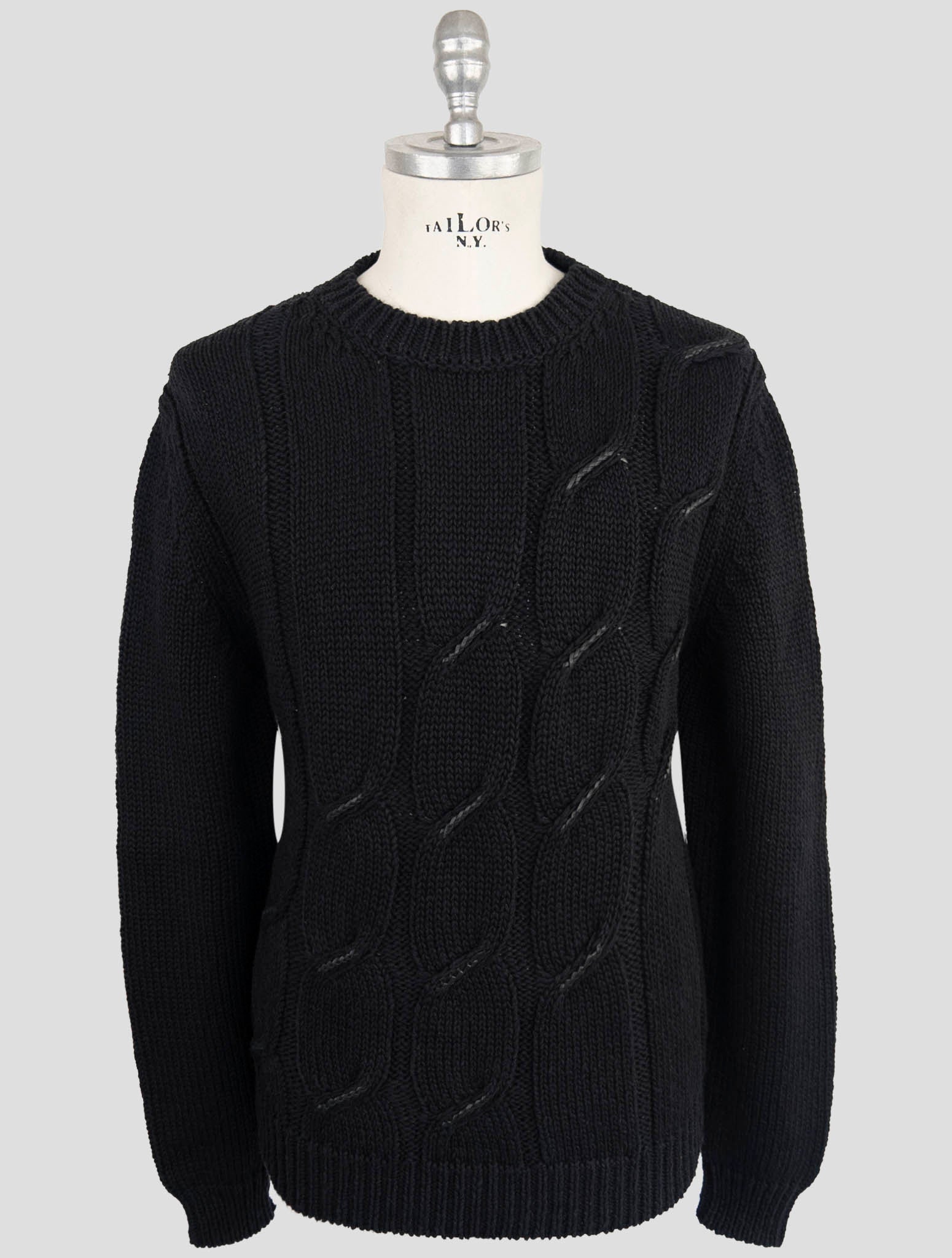 Kiton Blue Cotton Linen Sweater Crewneck