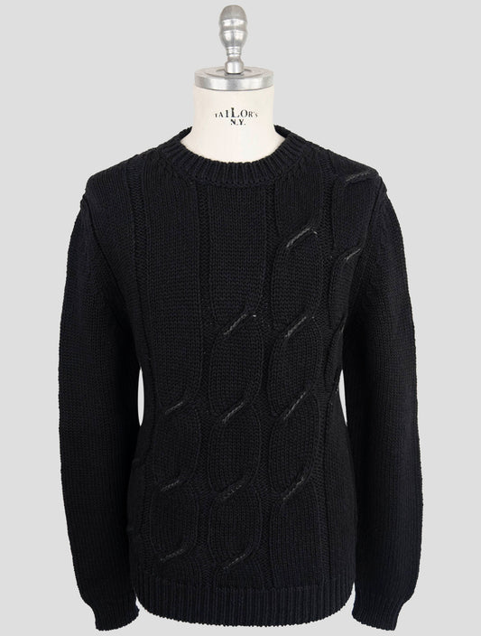Kiton Blue Cotton Linen Sweater Crewneck