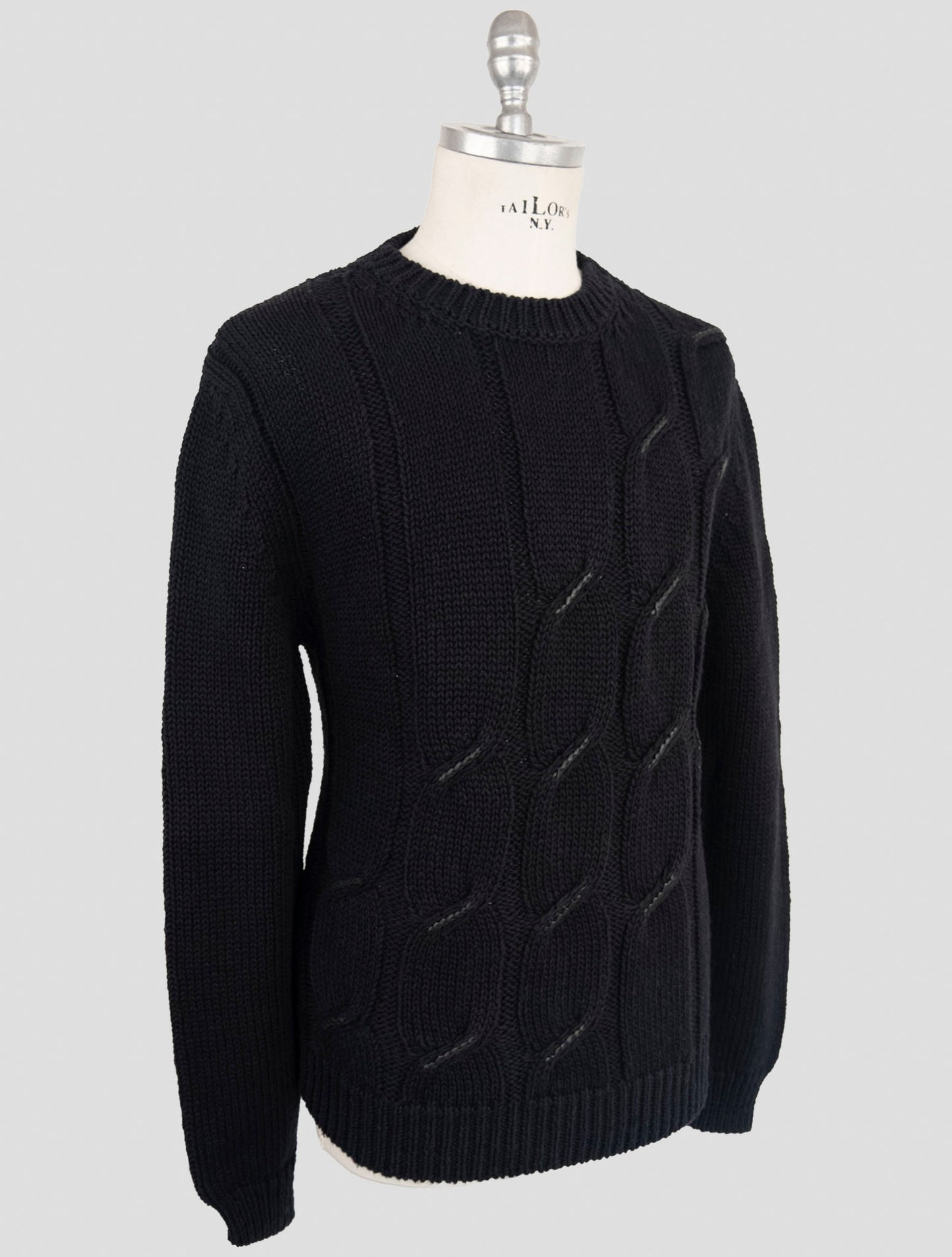 Kiton Blue Cotton Linen Sweater Crewneck