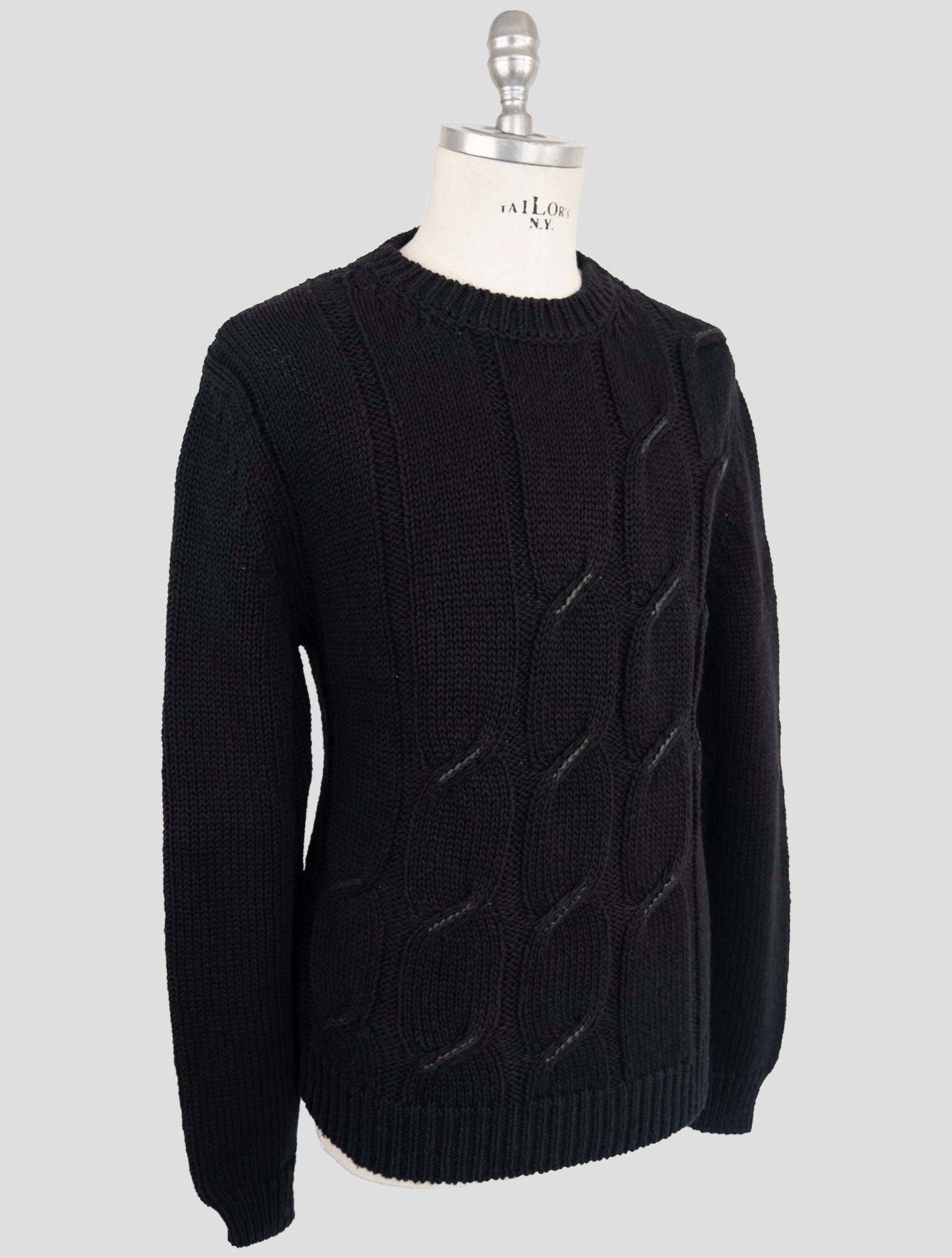 Kiton Blue Cotton Linen Sweater Crewneck