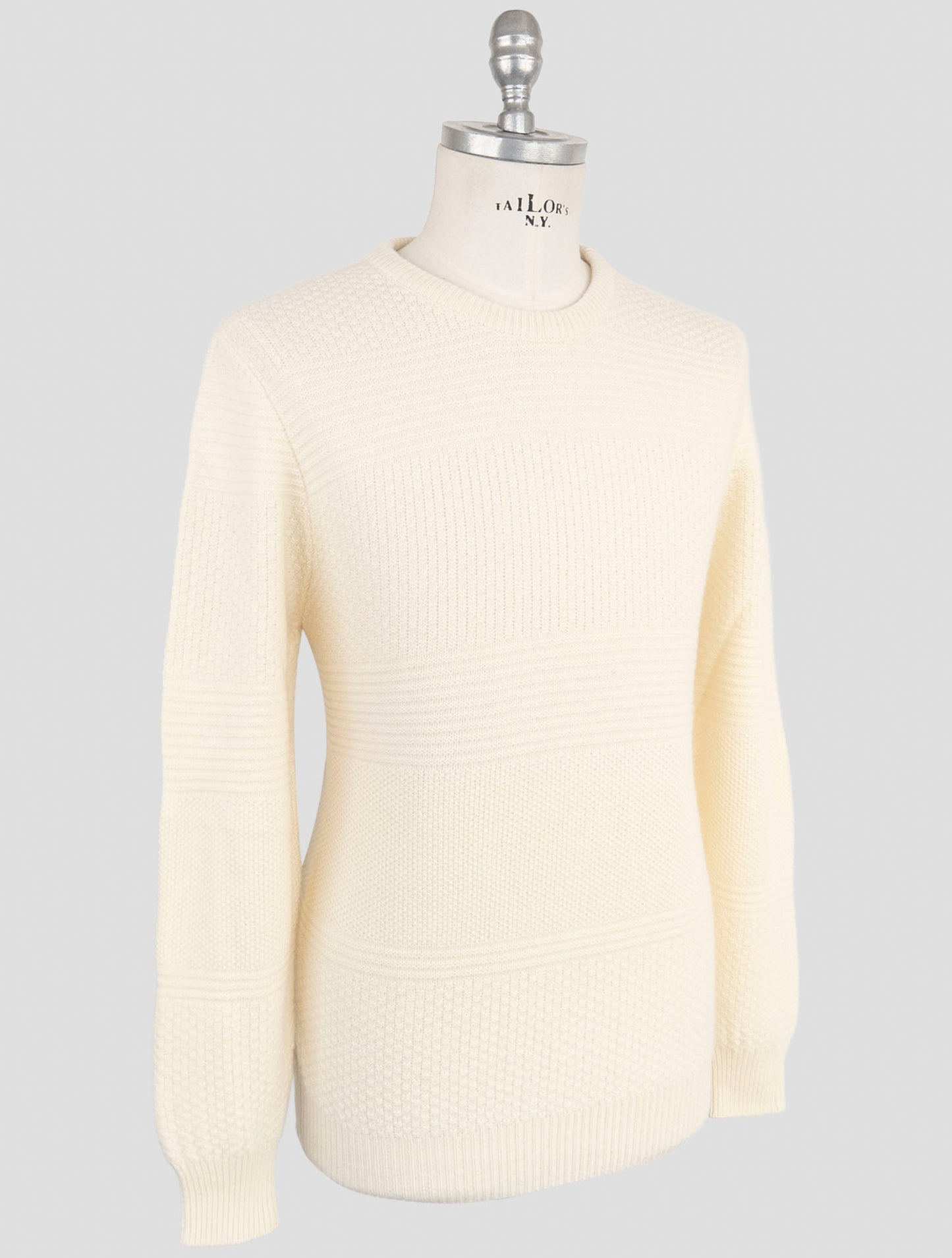 Kiton White Cashmere Sweater Crewneck