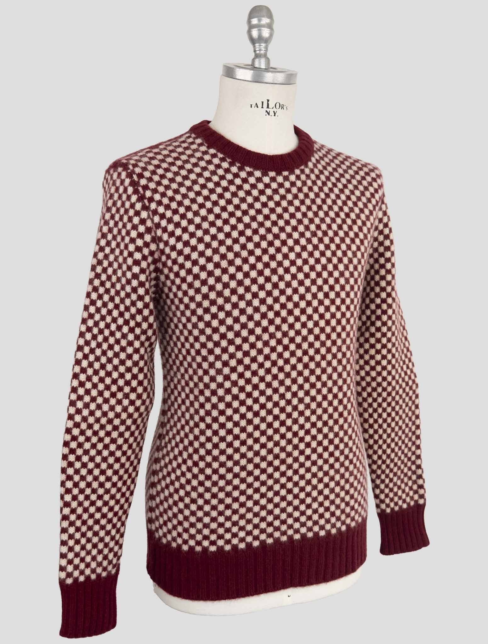 Kiton Burgundy White Cashmere Sweater Crewneck