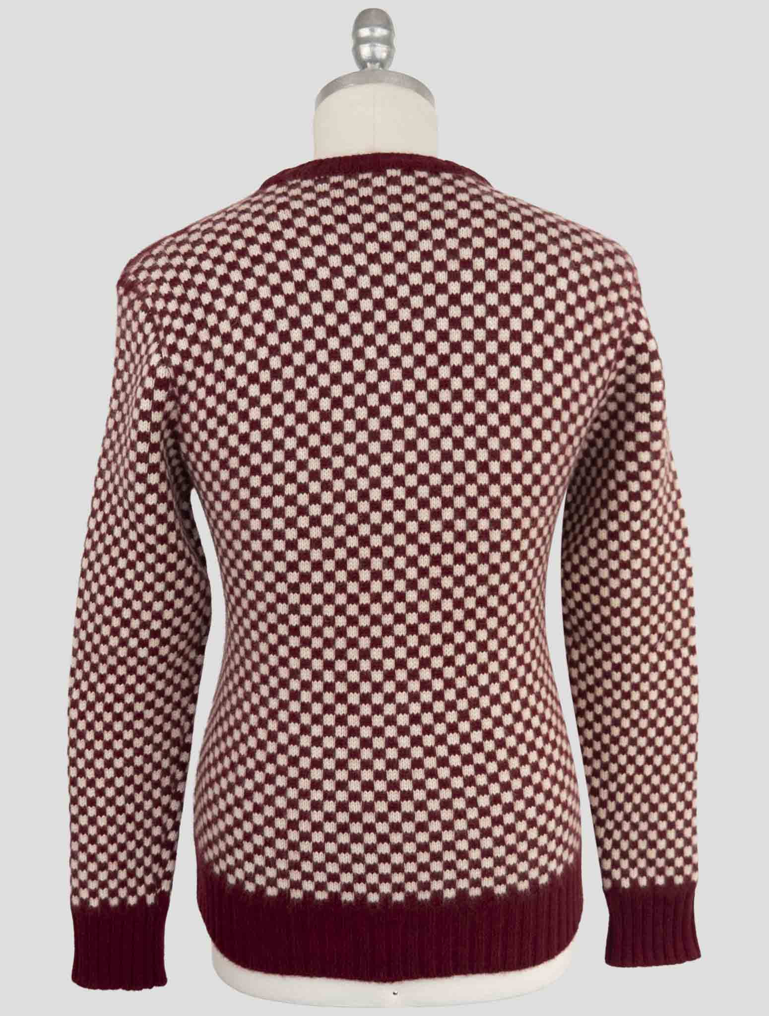 Kiton Burgundy White Cashmere Sweater Crewneck