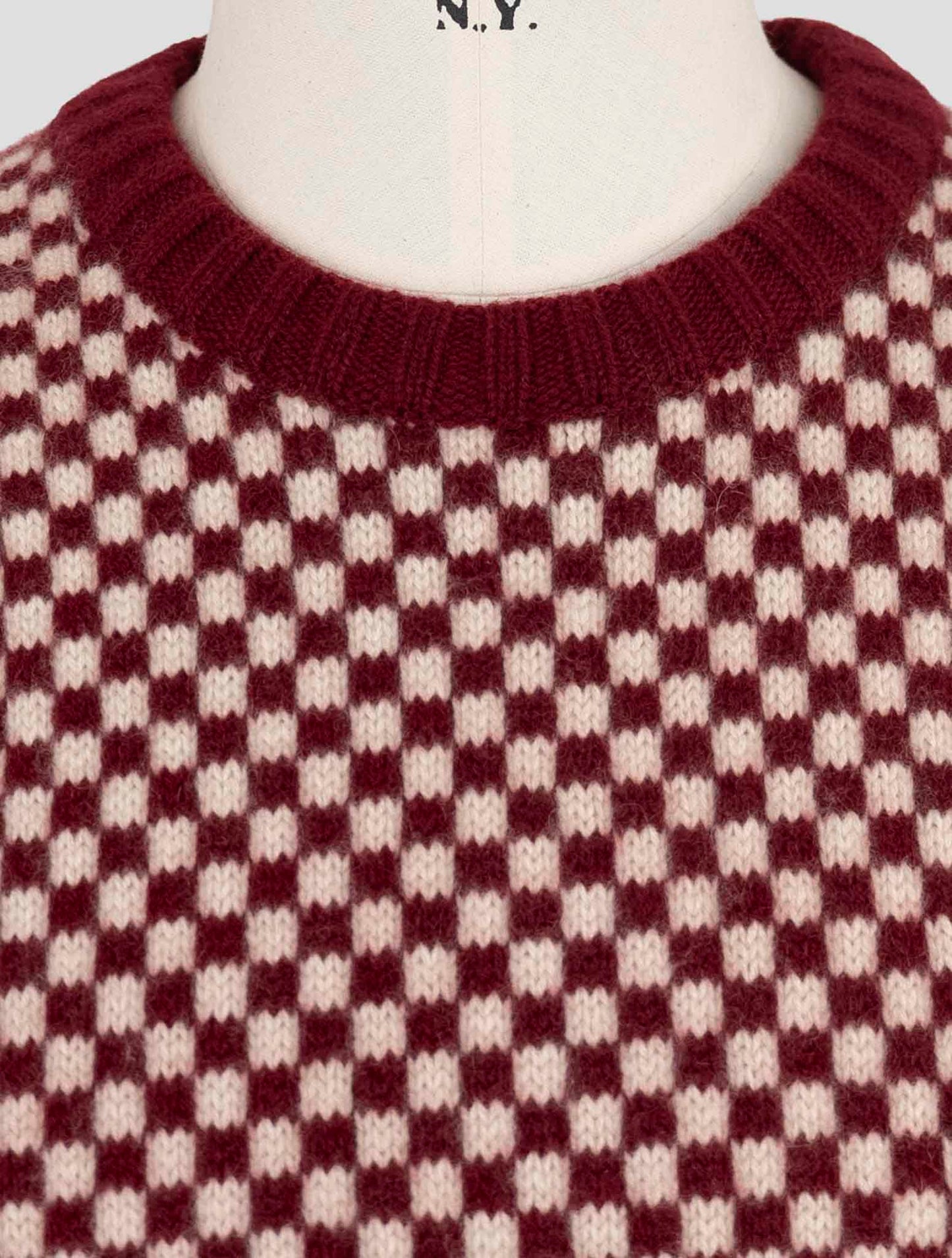 Kiton Burgundy White Cashmere Sweater Crewneck