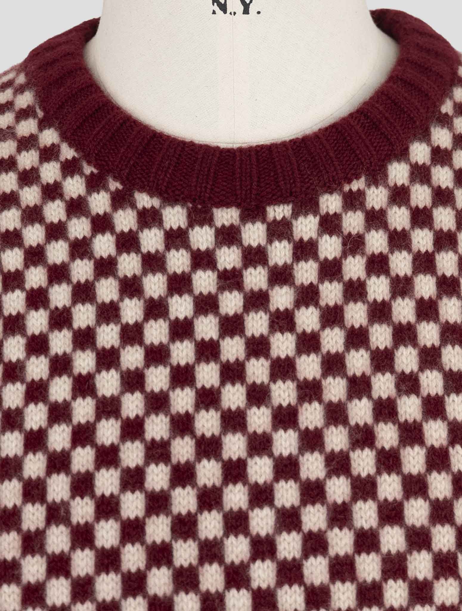 Kiton Burgundy White Cashmere Sweater Crewneck