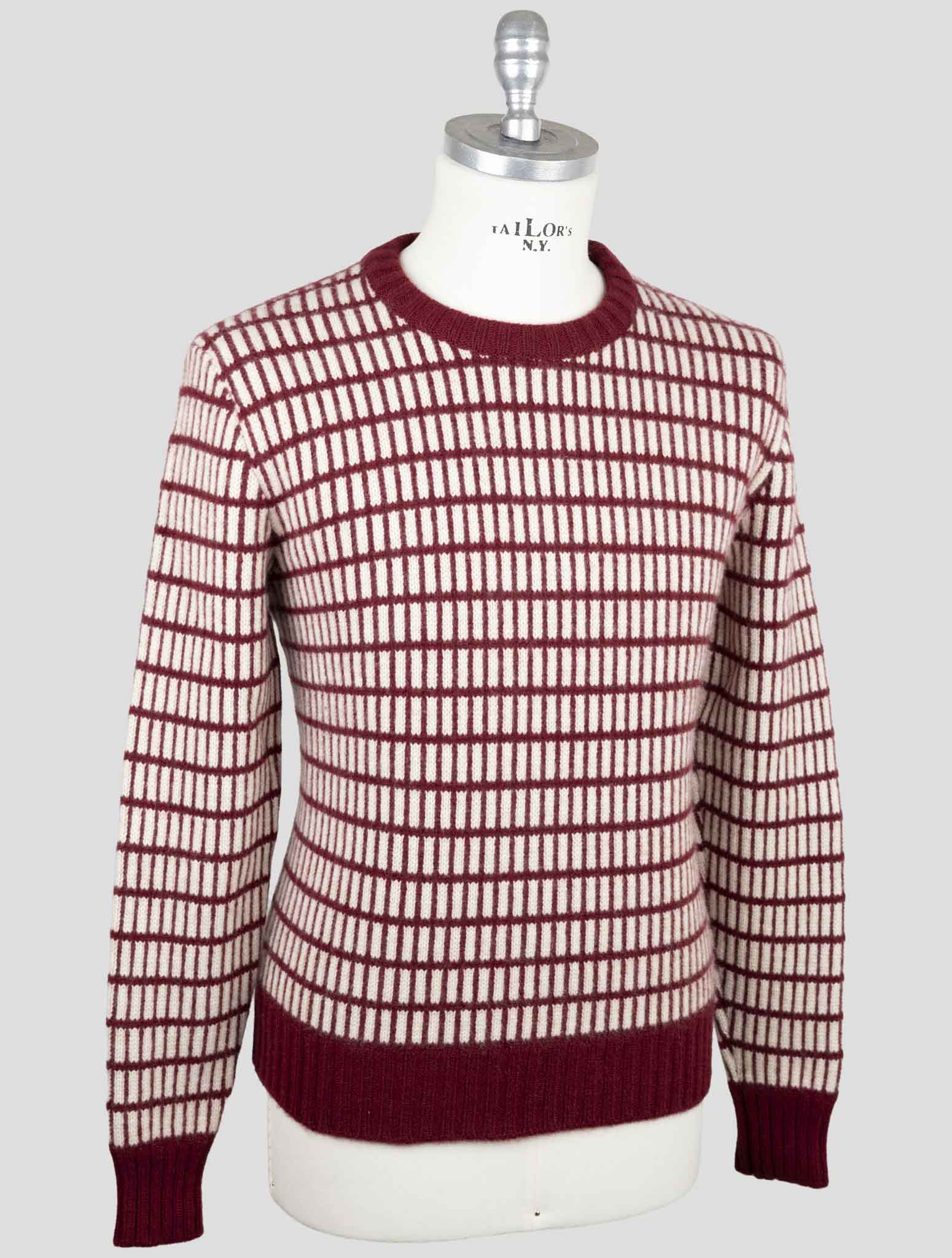 Kiton Burgundy White Cashmere Sweater Crewneck