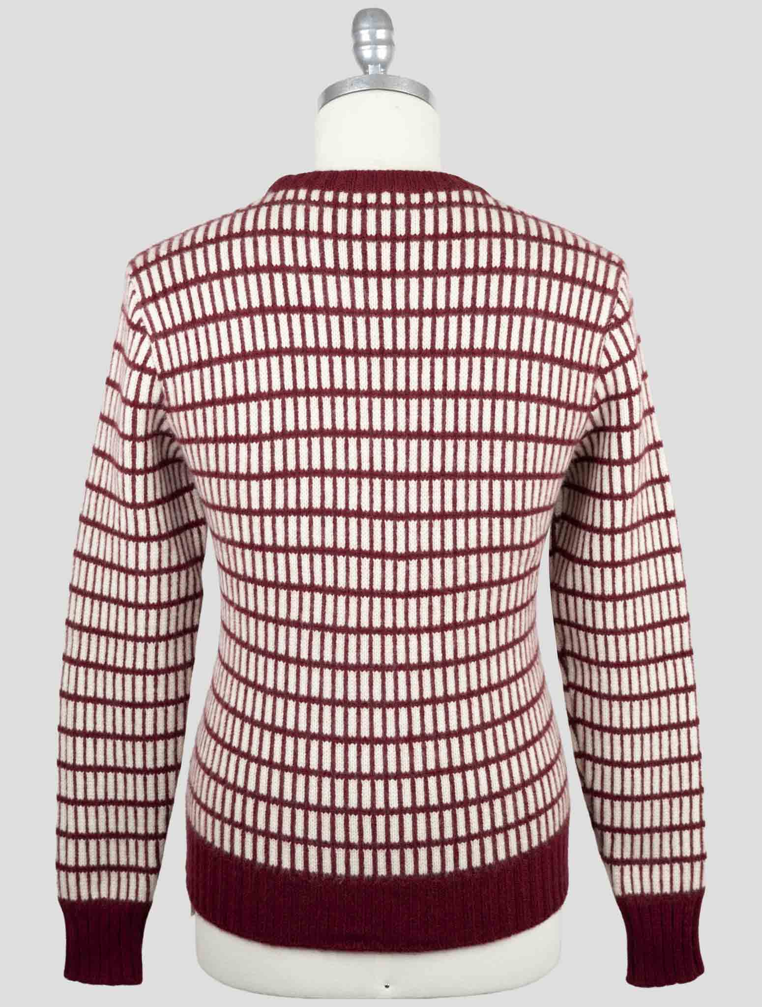 Kiton Burgundy White Cashmere Sweater Crewneck