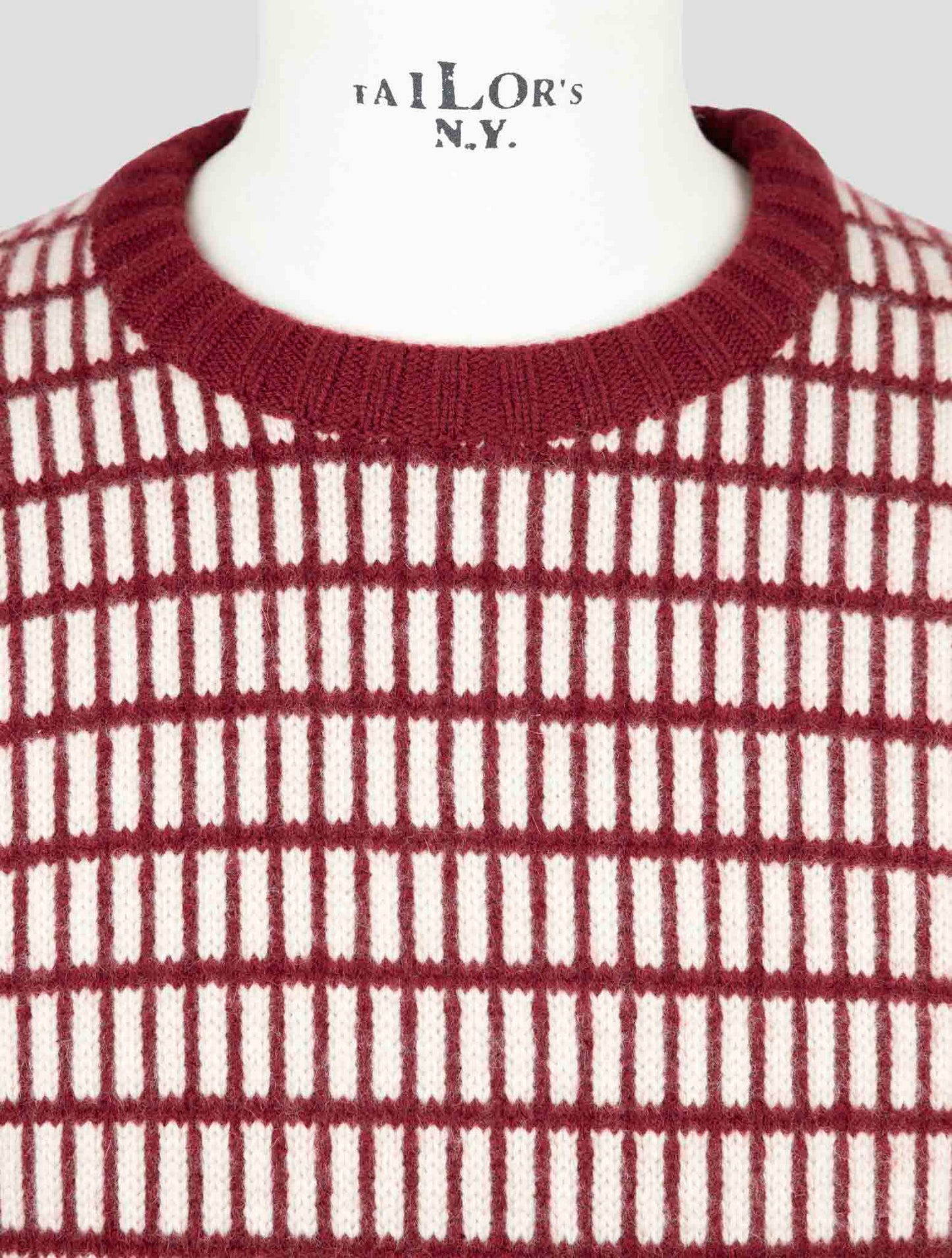 Kiton Burgundy White Cashmere Sweater Crewneck