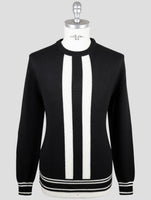 Kiton Black White Cashmere Sweater Crewneck