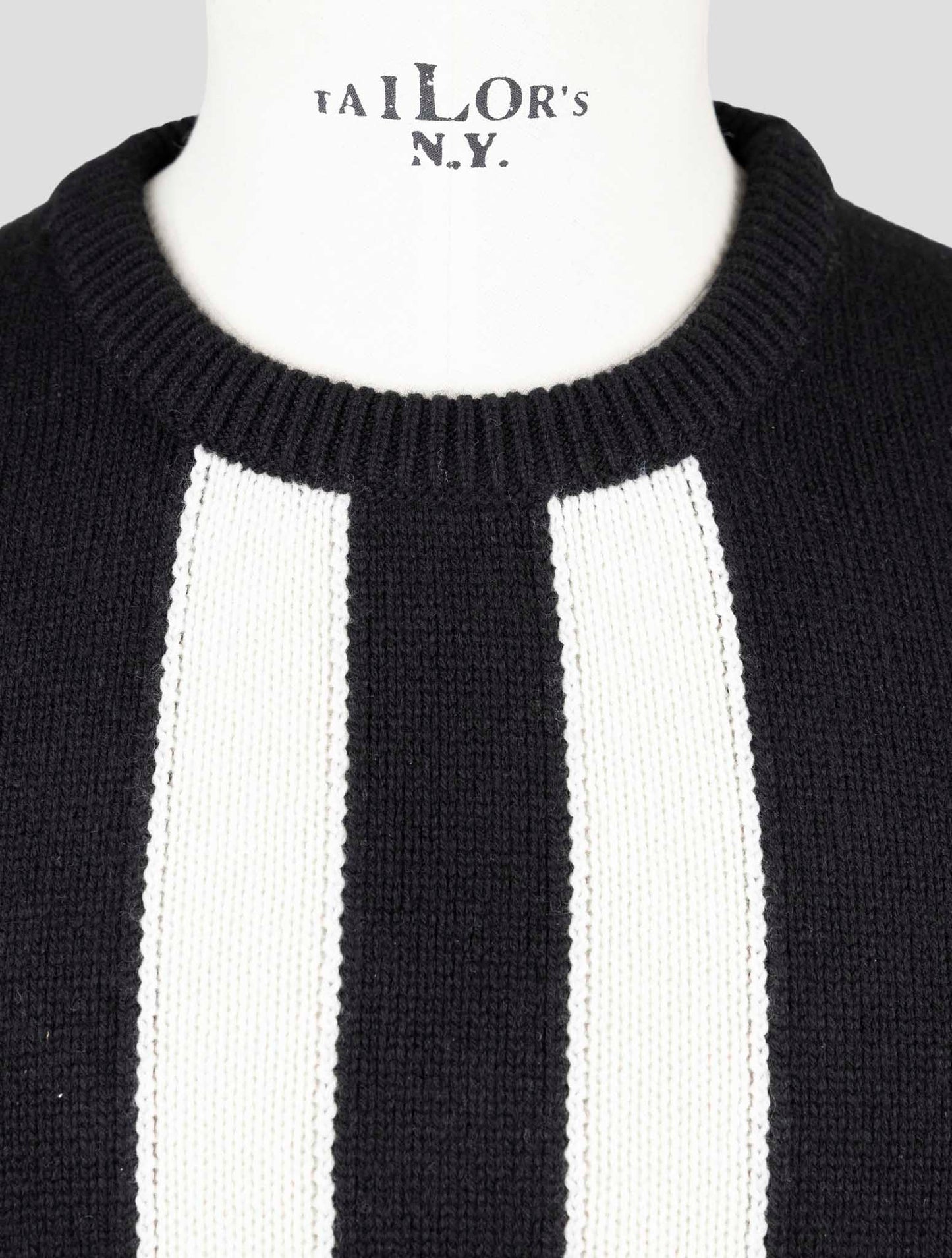 Kiton Black White Cashmere Sweater Crewneck