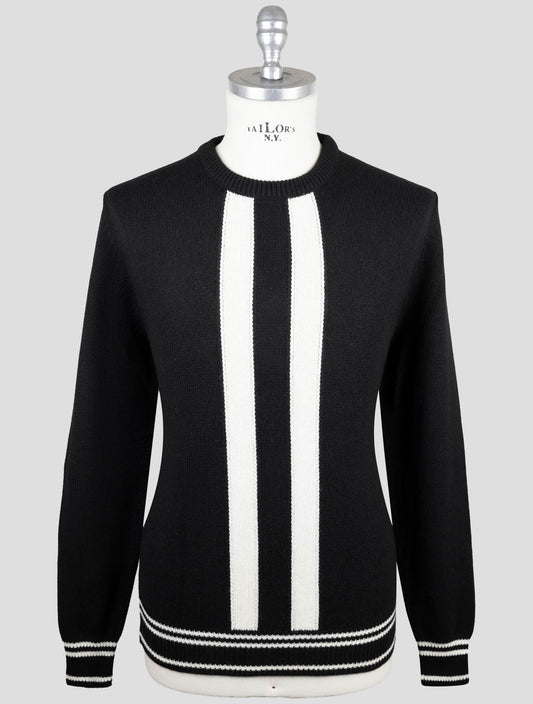Kiton Black White Cashmere Sweater Crewneck