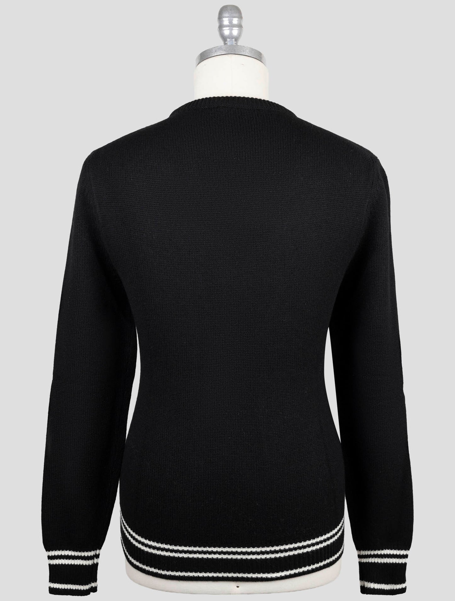 Kiton Black White Cashmere Sweater Crewneck