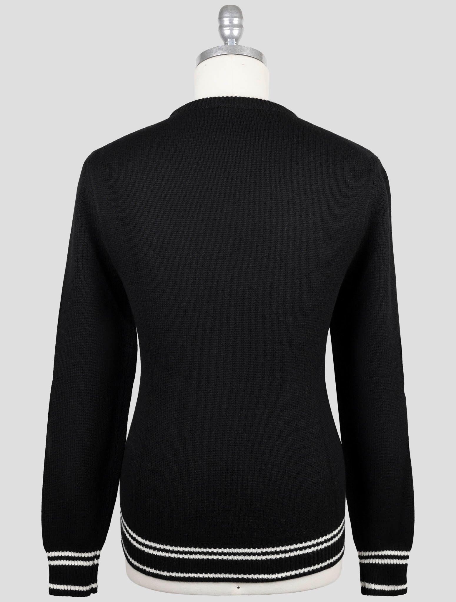 Kiton Black White Cashmere Sweater Crewneck