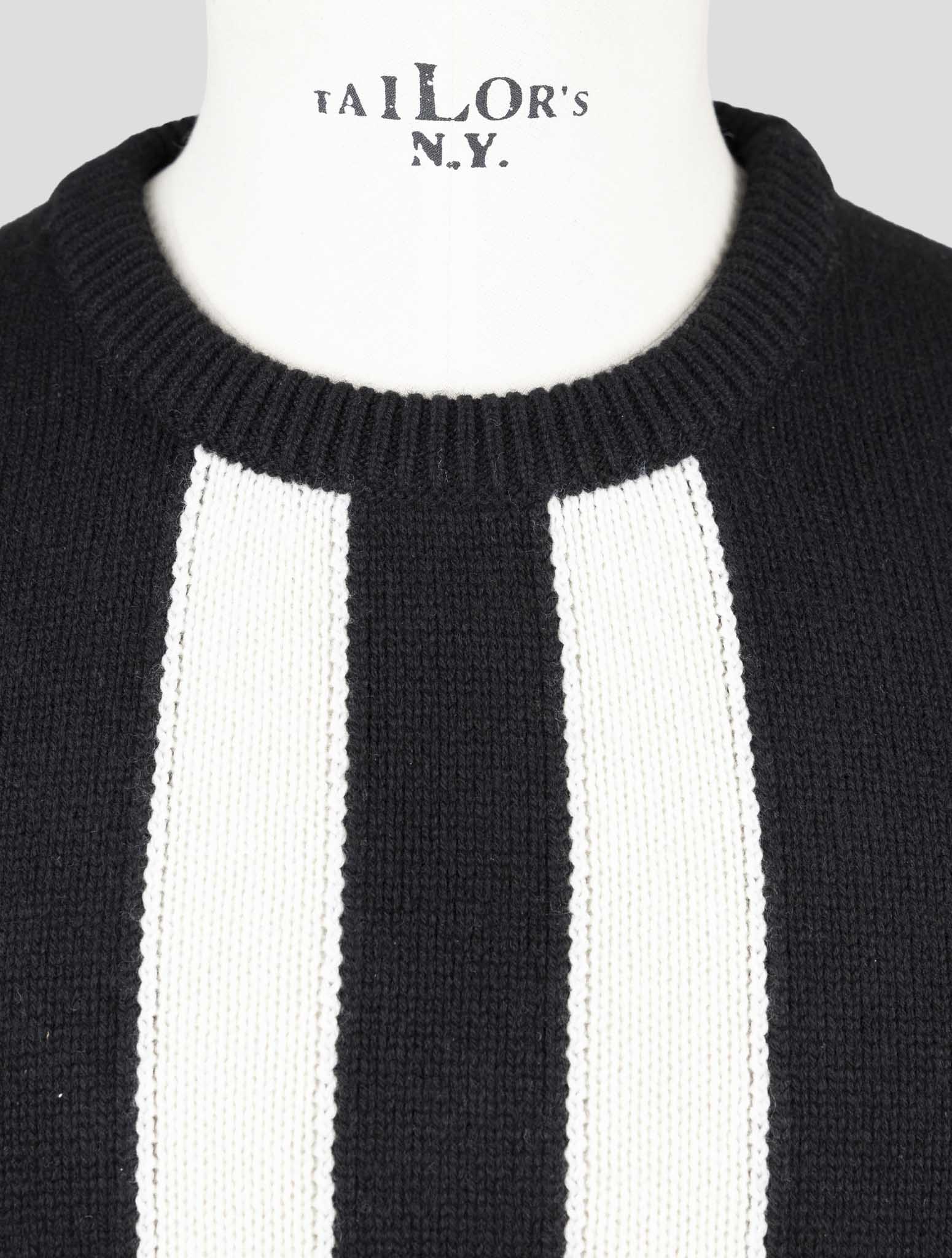 Kiton Black White Cashmere Sweater Crewneck