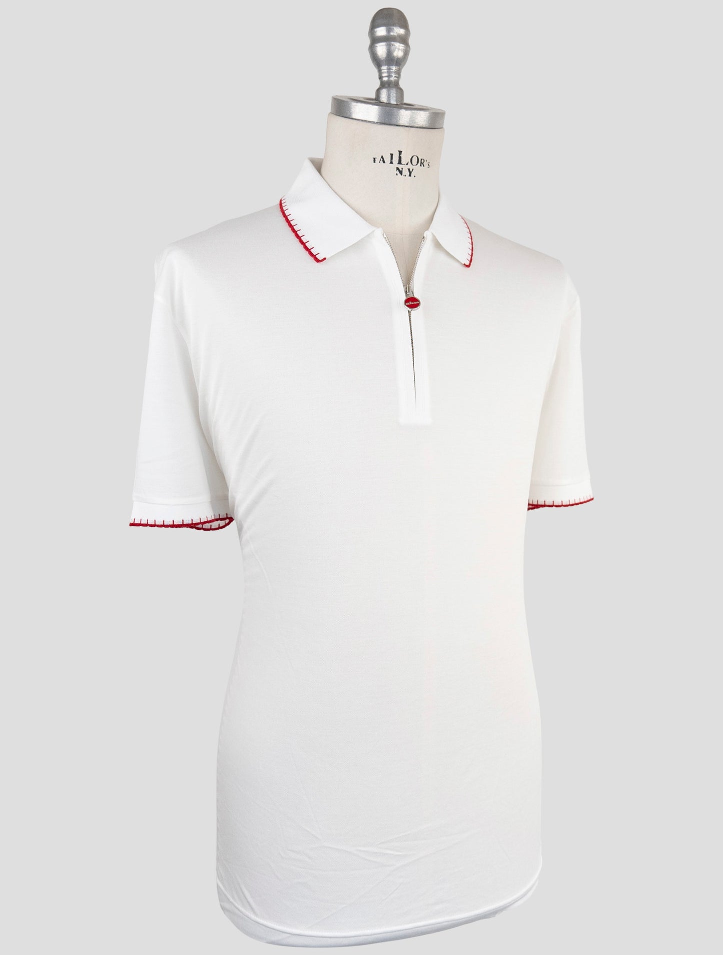 Kiton White Cotton Polo Half Zip