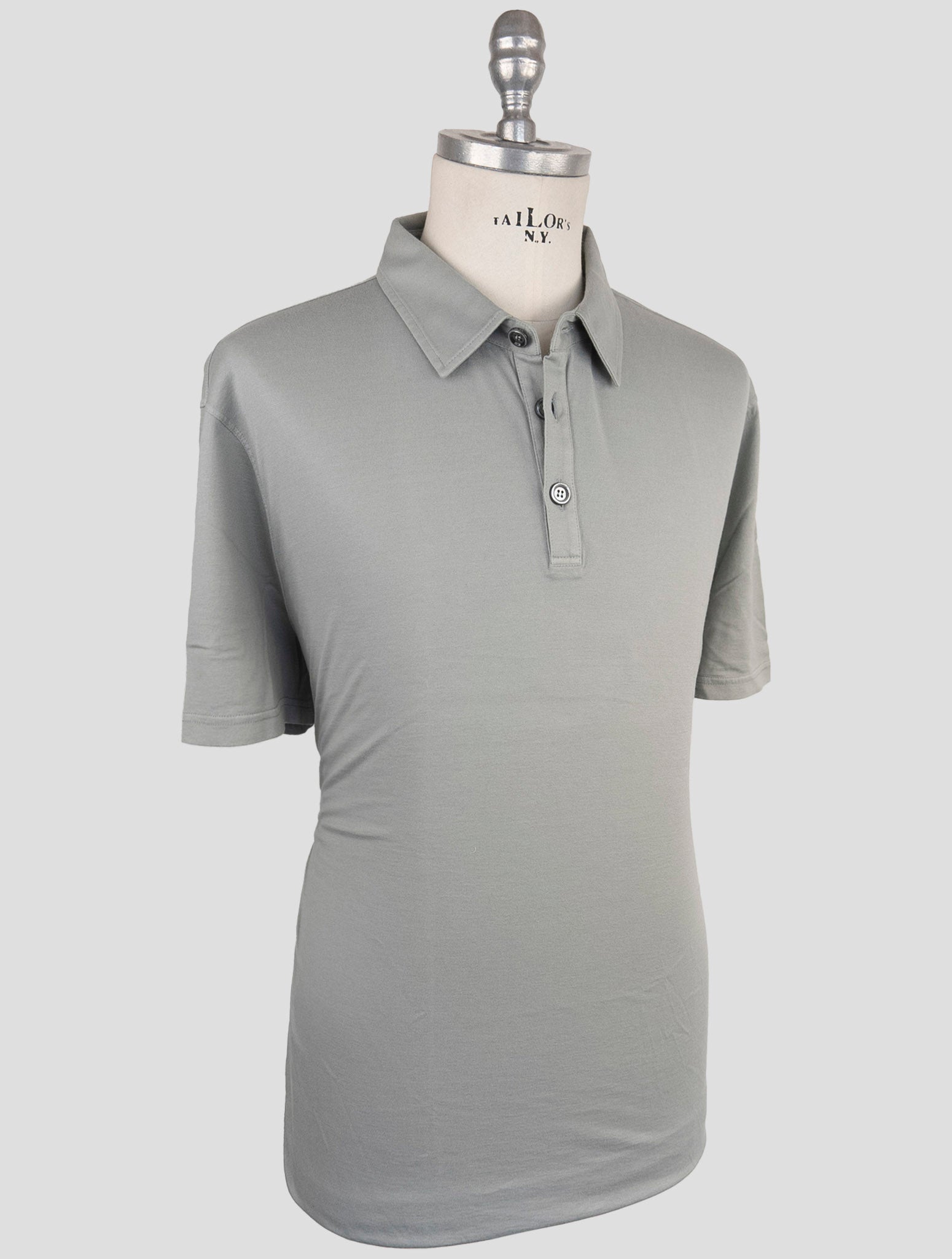 Kiton Gray Cotton Cashmere Polo