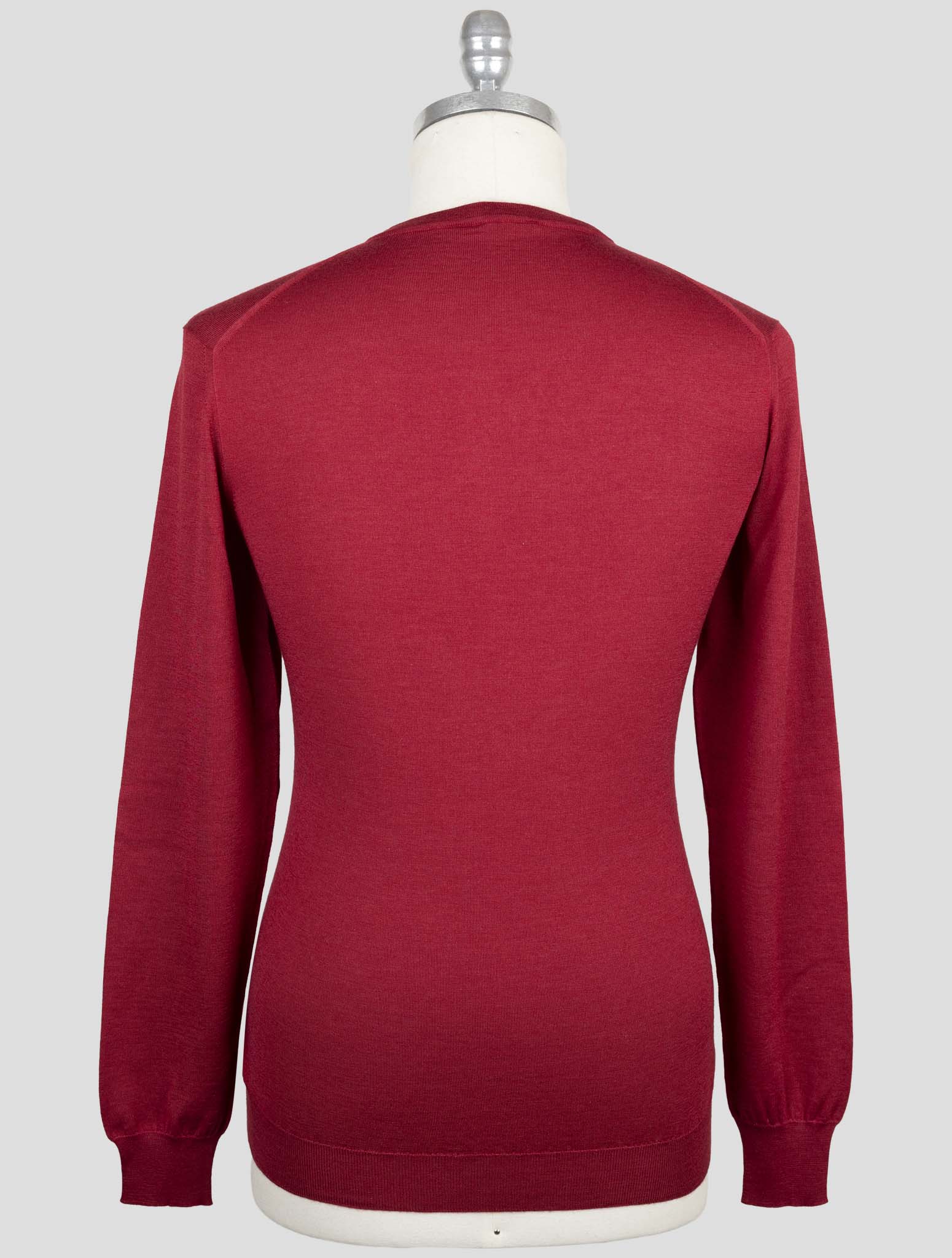 Kiton Red Cashmere Silk Sweater V-Neck